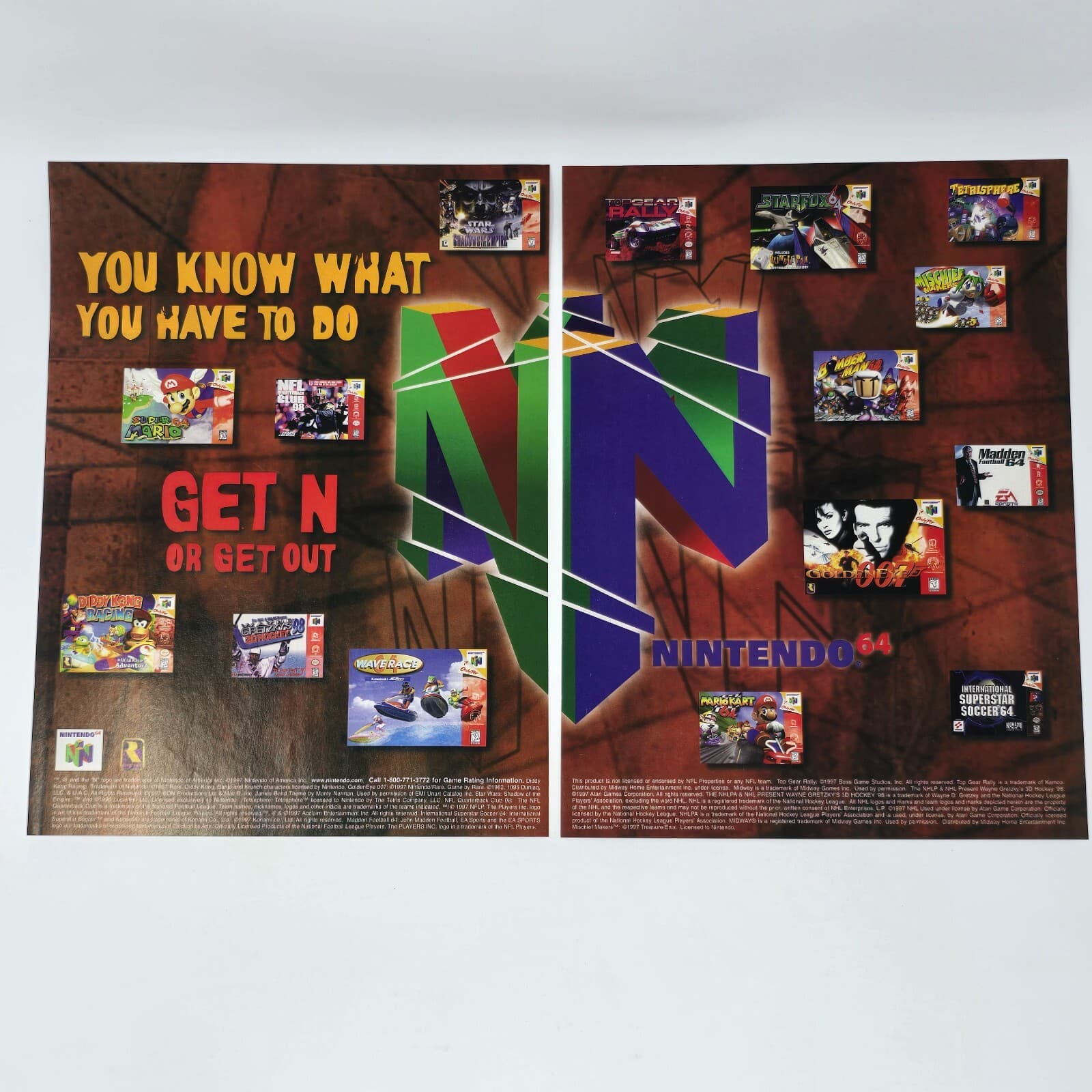 Nintendo 64 N64 Logo Mario Star Wars Diddy Kong Madden Print Ad/Poster Promo Art