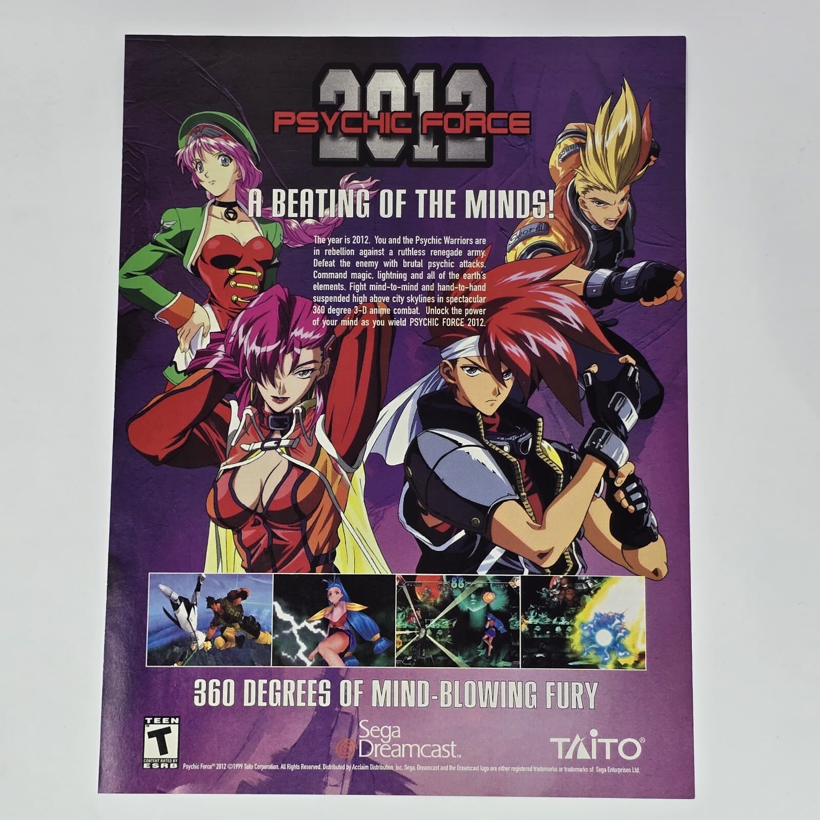 2012 Psychic Force Sega Dreamcast A Beating Print Ad/Poster Official Promo Art