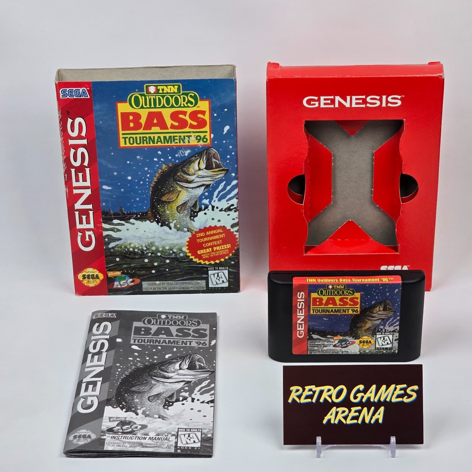 TNN Outdoors Bass Tournament 96 (Sega Genesis) Cardboard CIB COMPLETE