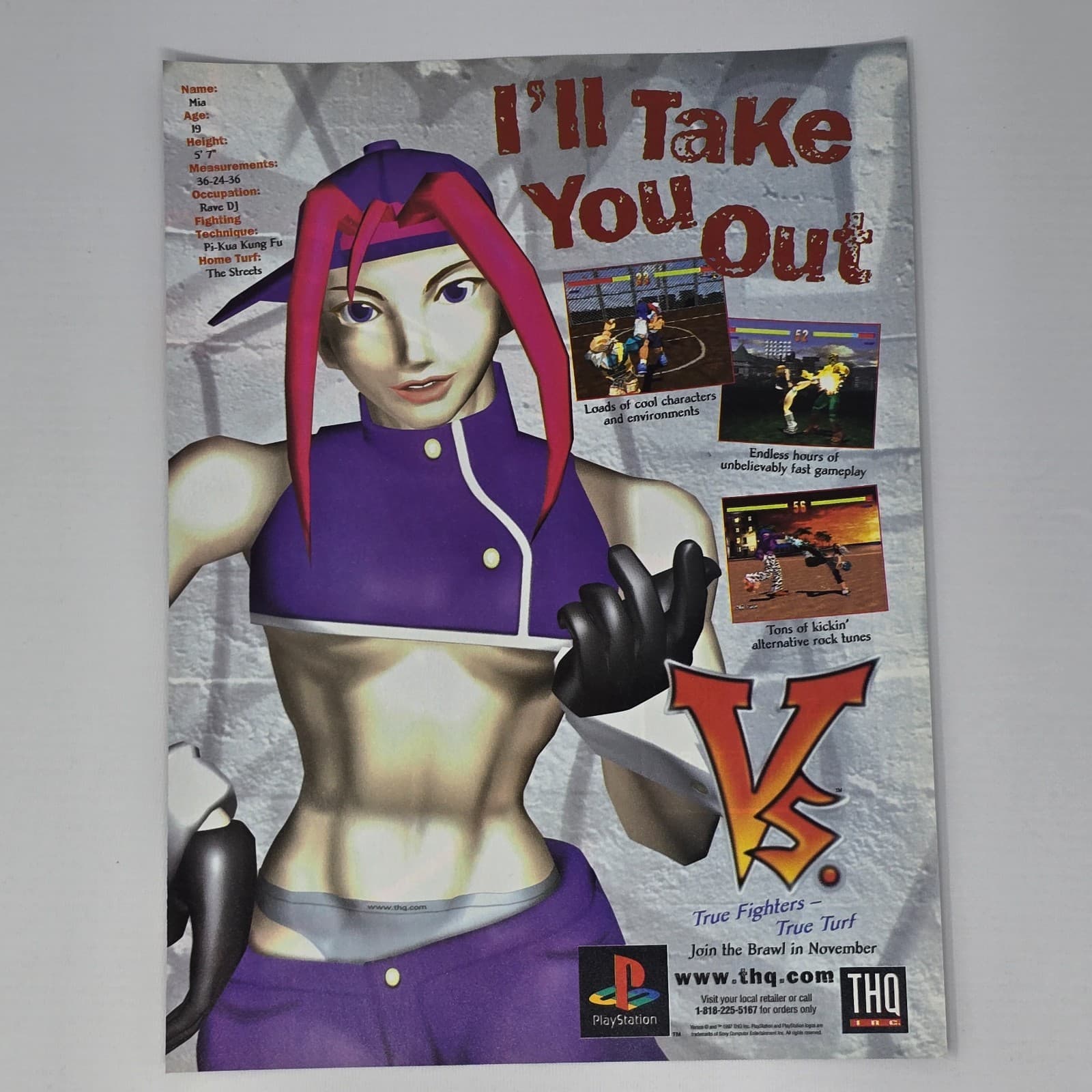 VS True Fighters True Turf PlayStation 1 PS1 Take Print Ad/Poster