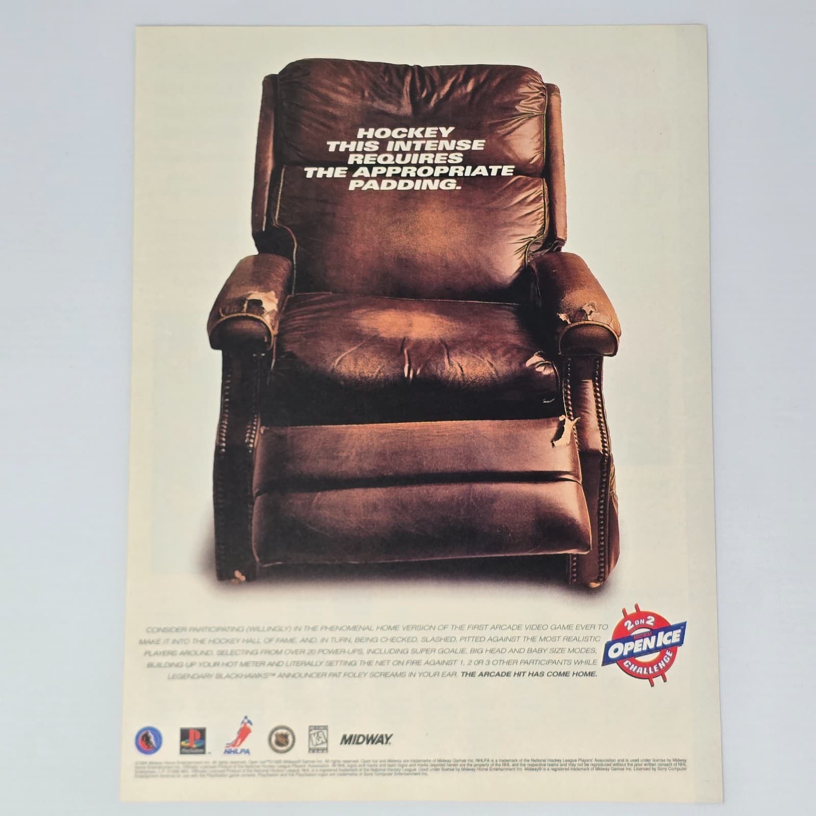 2 On 2 Open Ice Challenge PlayStation PS1 Padding Print Ad/Poster