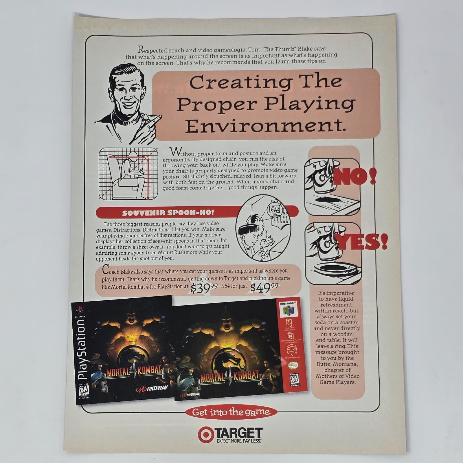 Mortal Kombat 4 PS1 Nintendo 64 N64 Target Proper Print Ad/Poster Promo Art