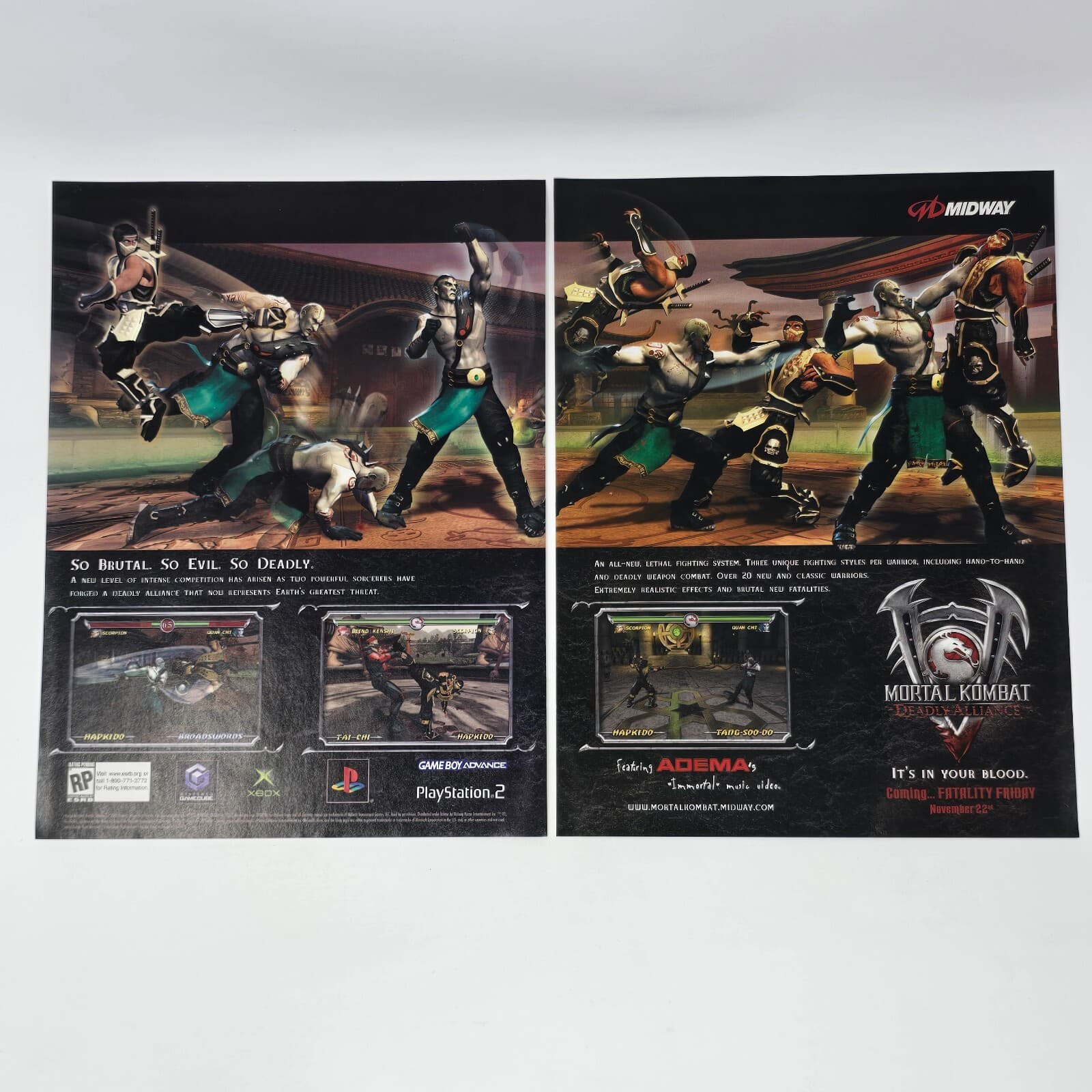 Mortal Kombat Deadly Alliance GameCube Xbox PS2 Brutal Print Ad/Poster Promo Art