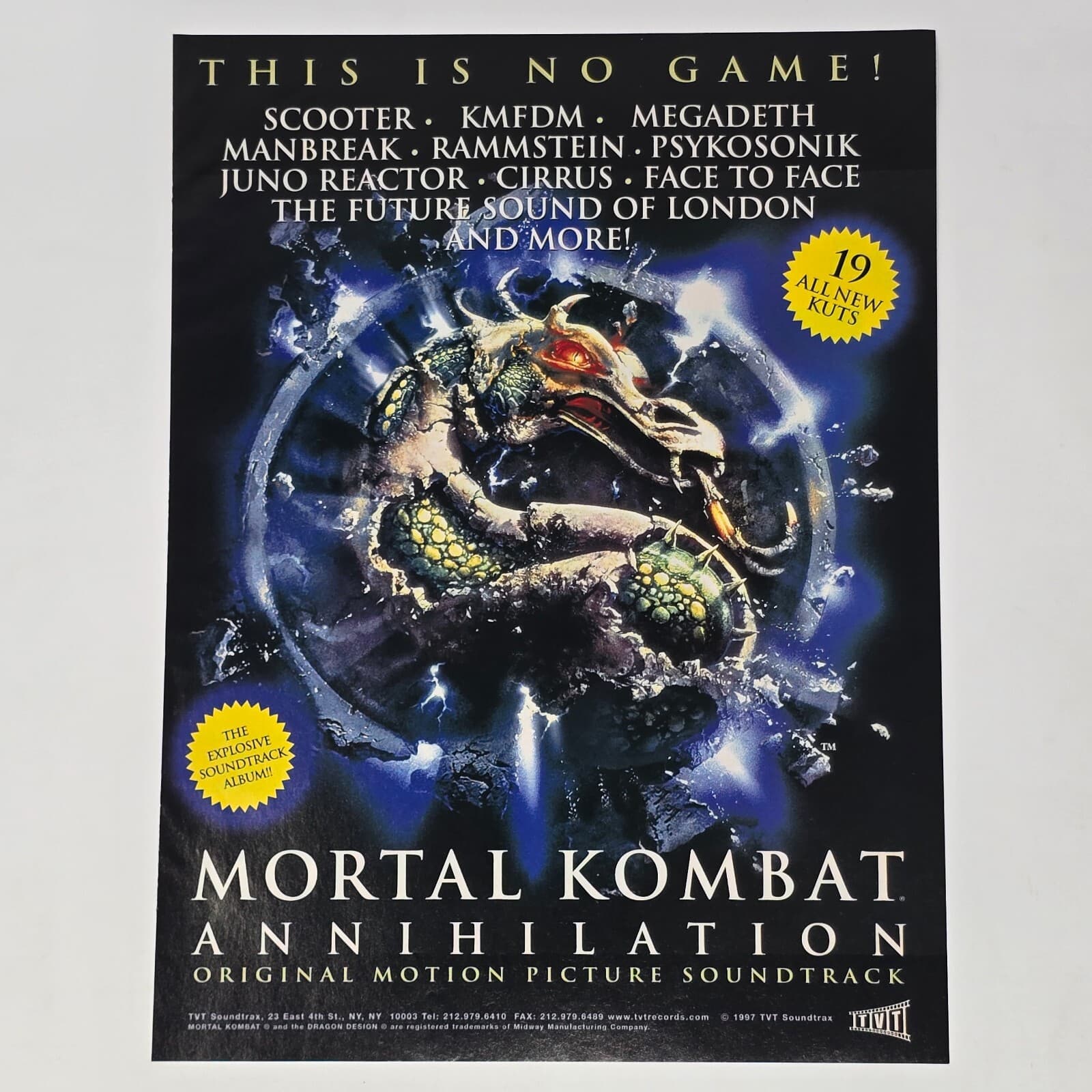 Mortal Kombat Annihilation Movie Soundtrack Kuts Print Ad/Poster Promo Art