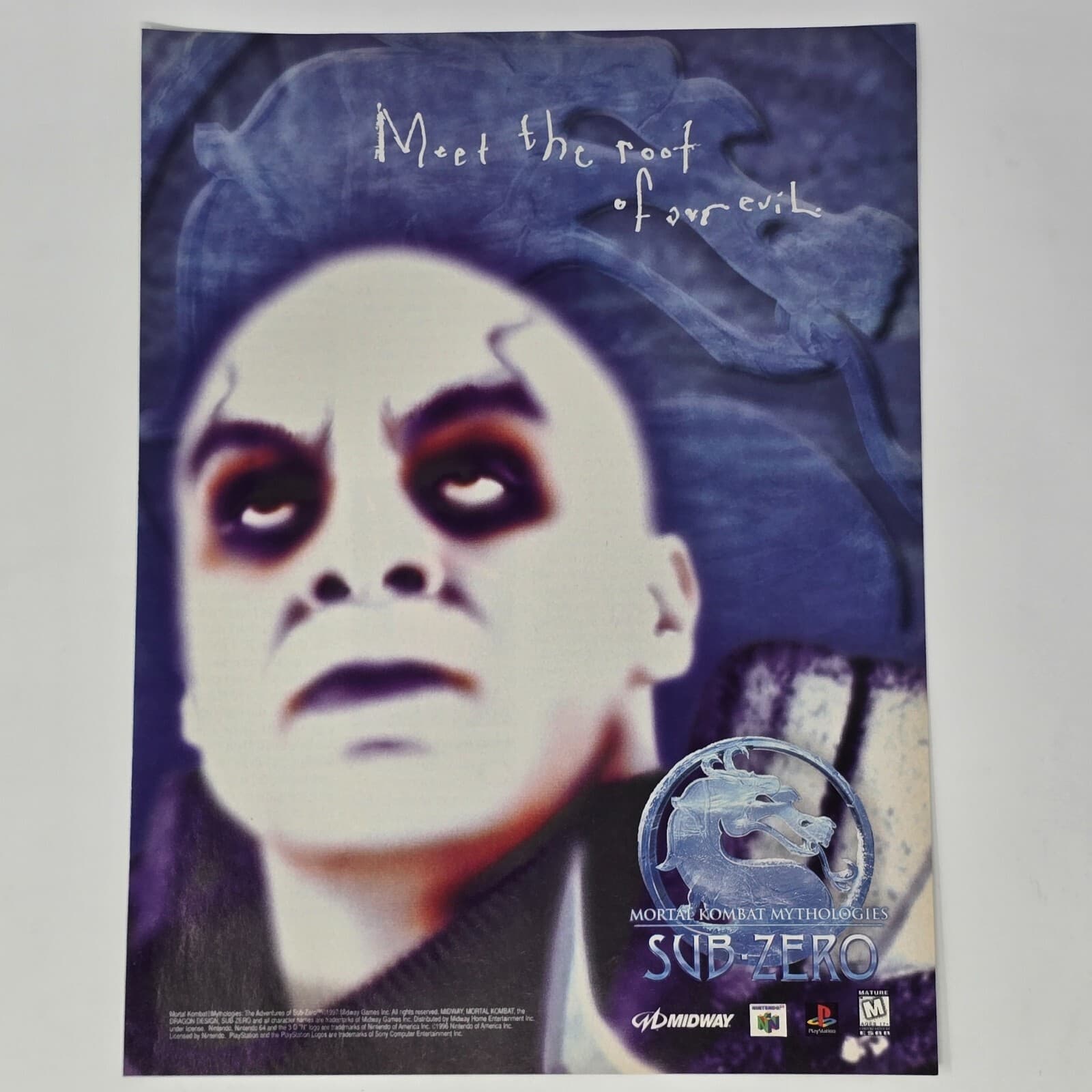 Mortal Kombat Mythologies Sub-Zero N64 PS1 Evil Print Ad/Poster Promo Art