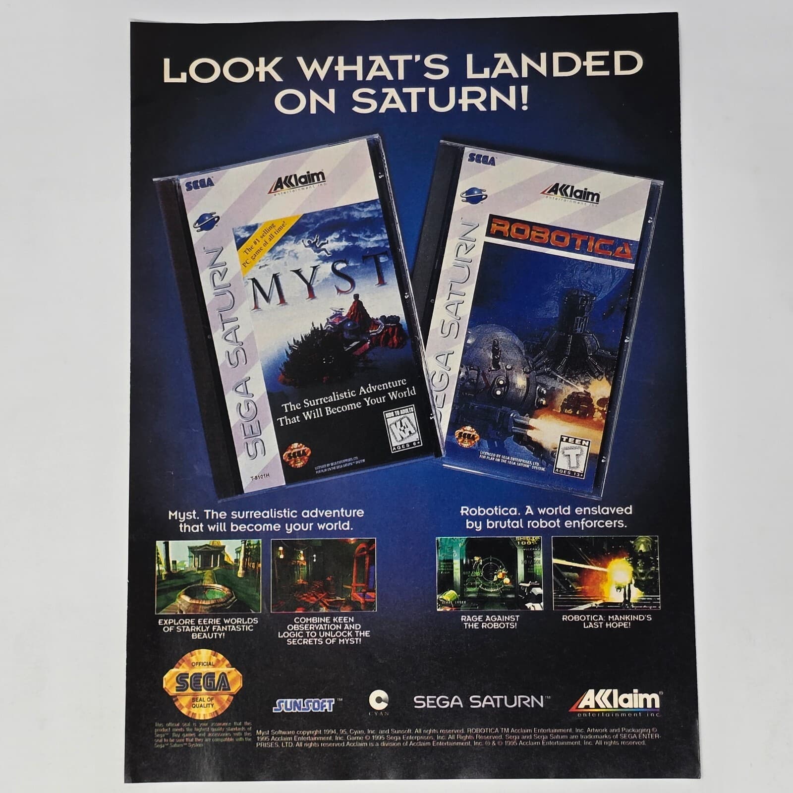Myst & Robotica Sega Saturn Landed Print Ad/Poster Promo Art