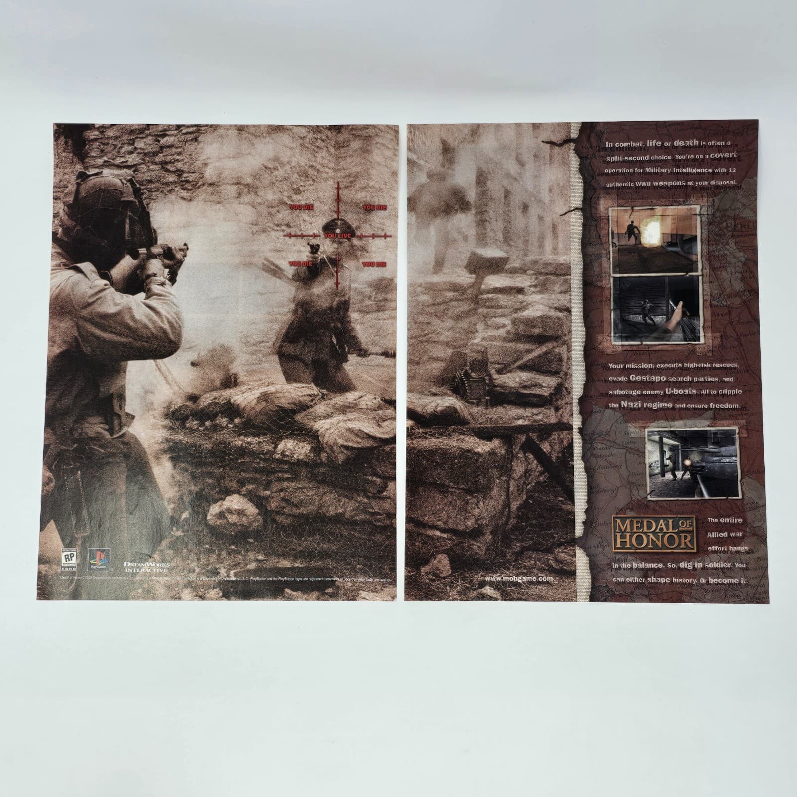 Medal of Honor PlayStation 1 PS1 You Live You Die Print Ad/Poster Promo Art