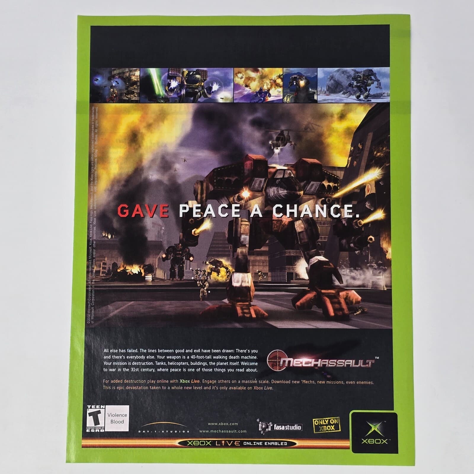 MechAssault Microsoft Xbox Peace Print Ad/Poster Promo Art