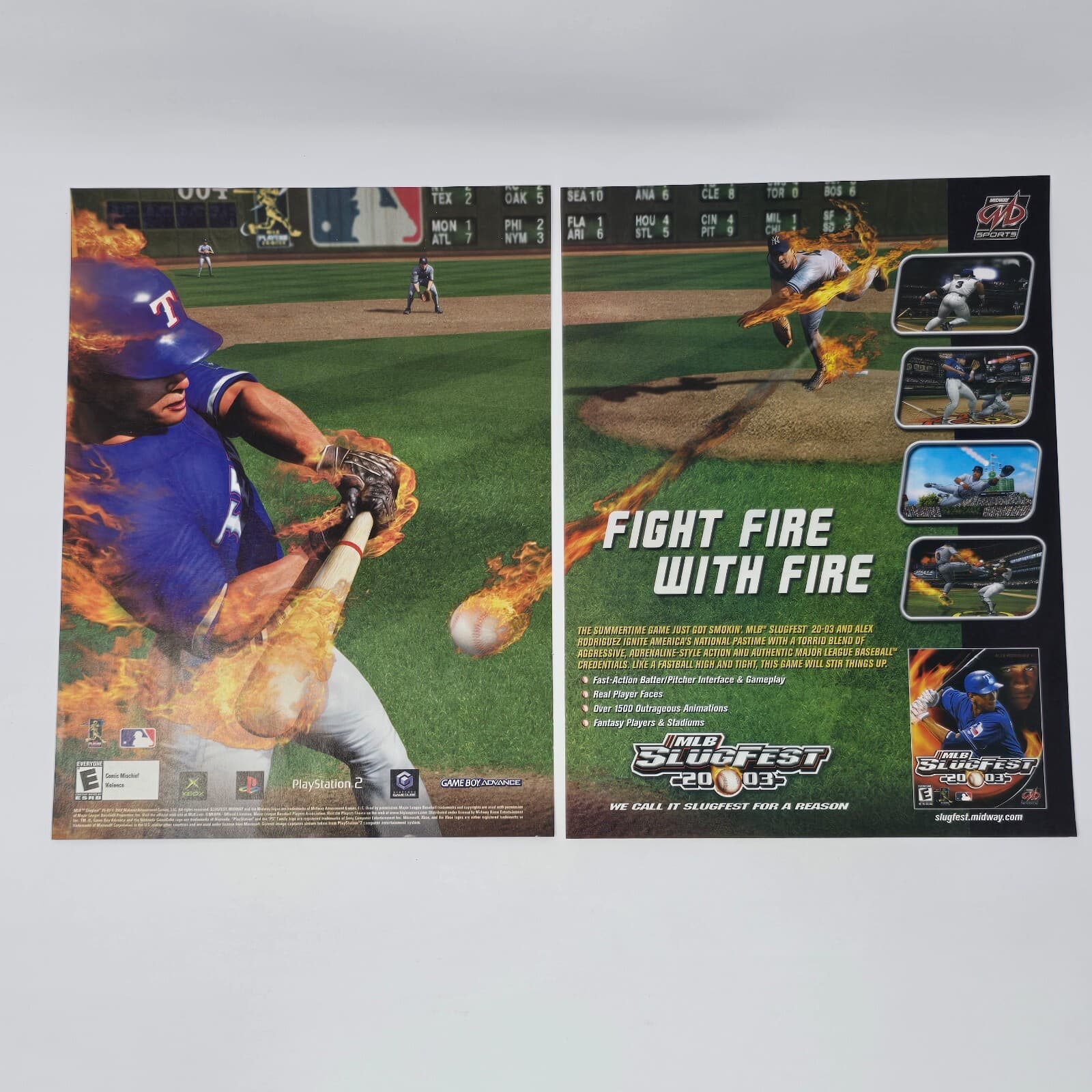 MLB SlugFest 2003 PS2 Xbox GameCube GameBoy Fire Print Ad/Poster Promo Art