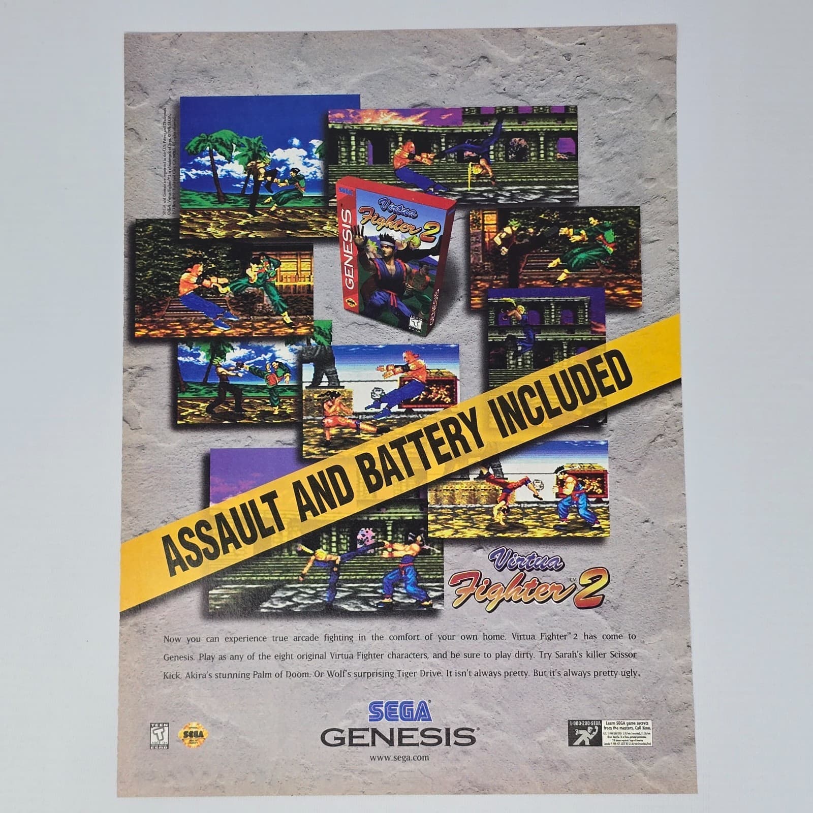 Virtua Fighter 2 Sega Genesis Assault Print Ad/Poster