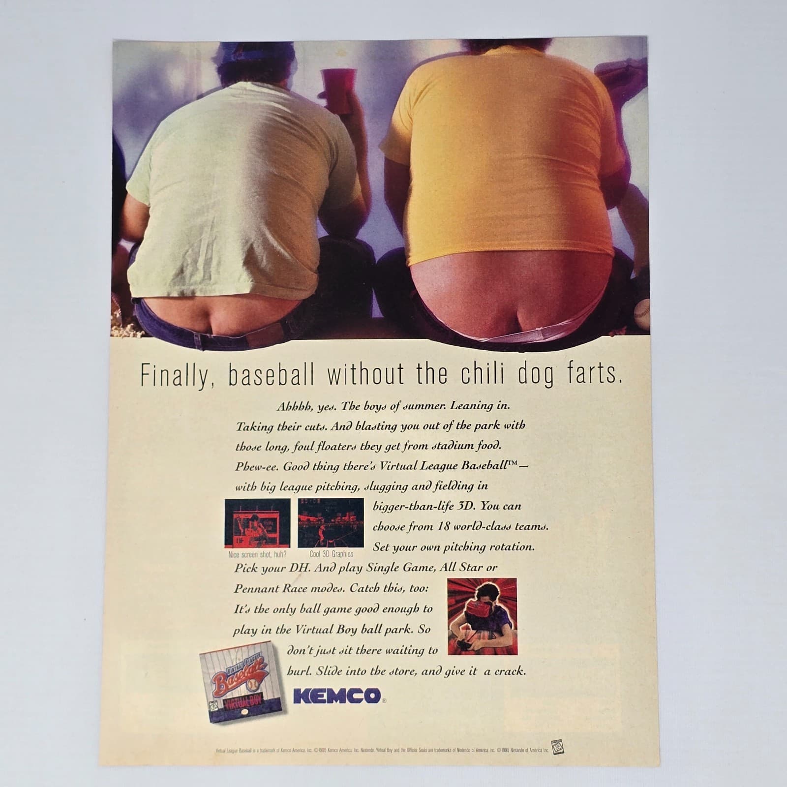 Virtual League Baseball Virtual Boy Chili Print Ad/Poster