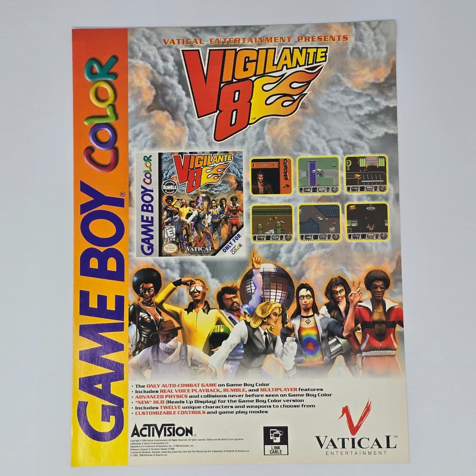 Vigilante 8 Game Boy Color Vatical Print Ad/Poster