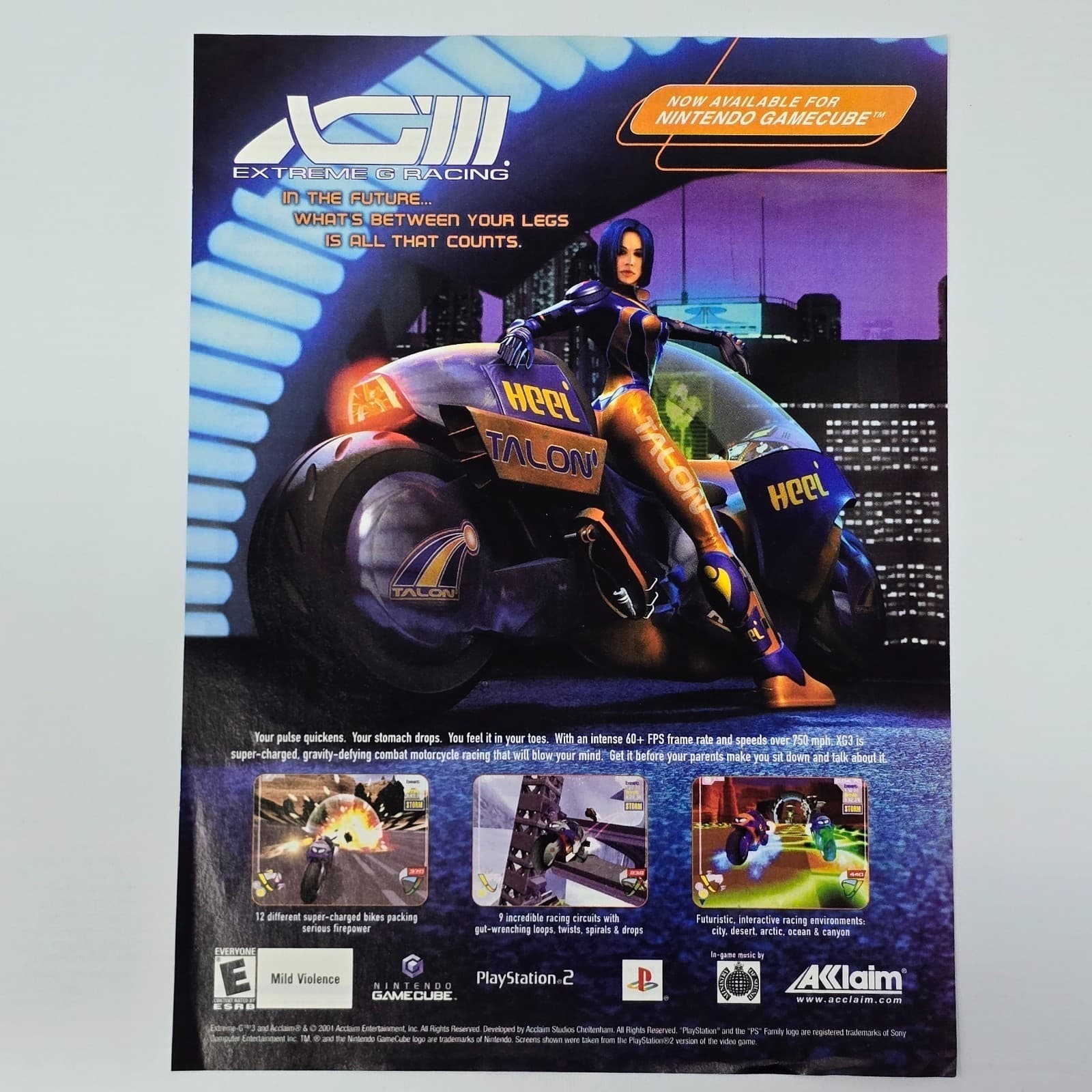 Extreme G Racing PlayStation 2 PS2 GameCube Authentic Magazine Ad