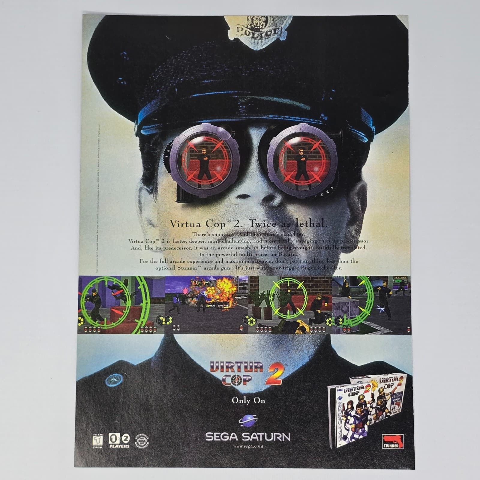Virtua Cop 2 Twice As Lethal Sega Saturn Predecessor Print Ad/Poster