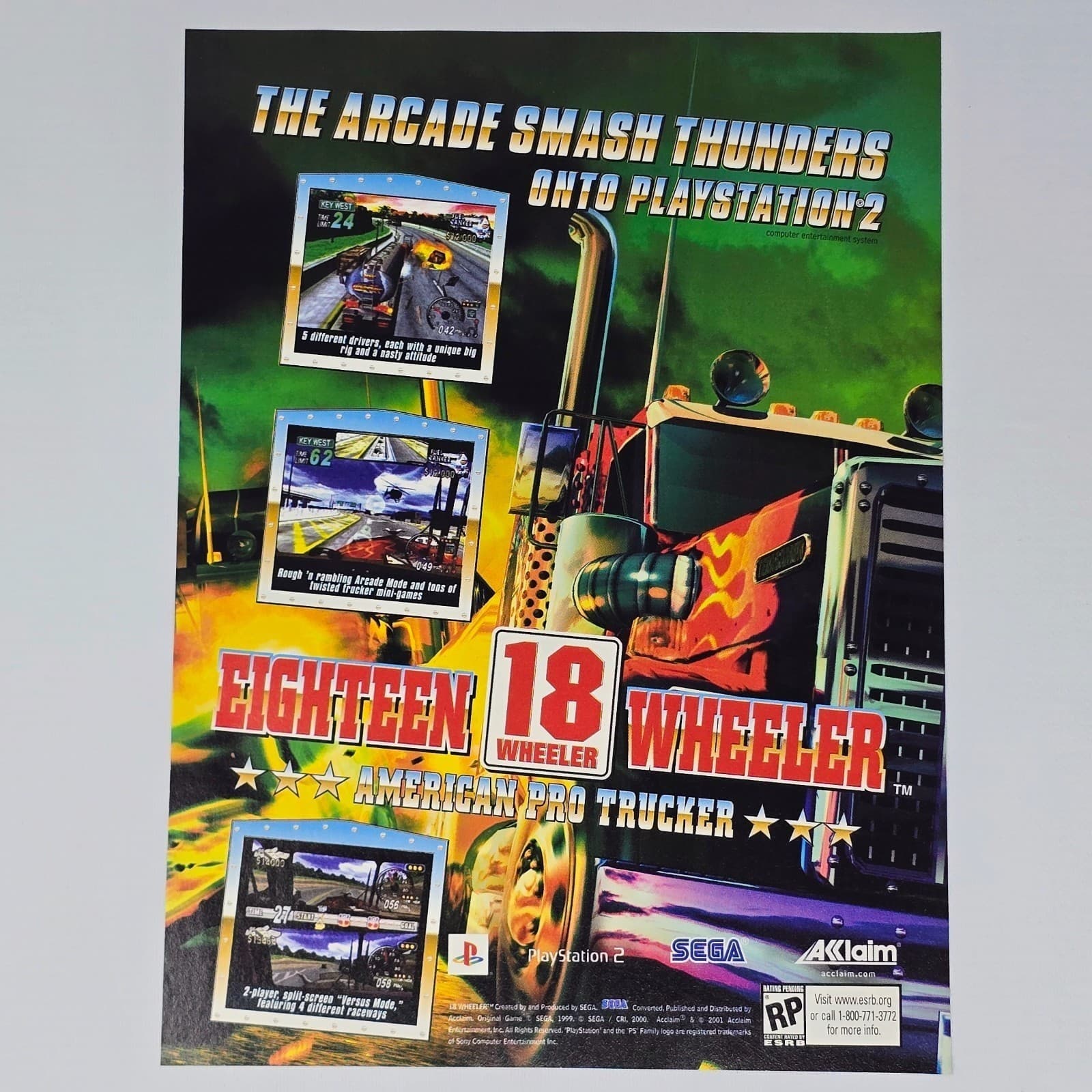 Eighteen Wheeler PlayStation 2 PS2 Authentic Magazine Ad