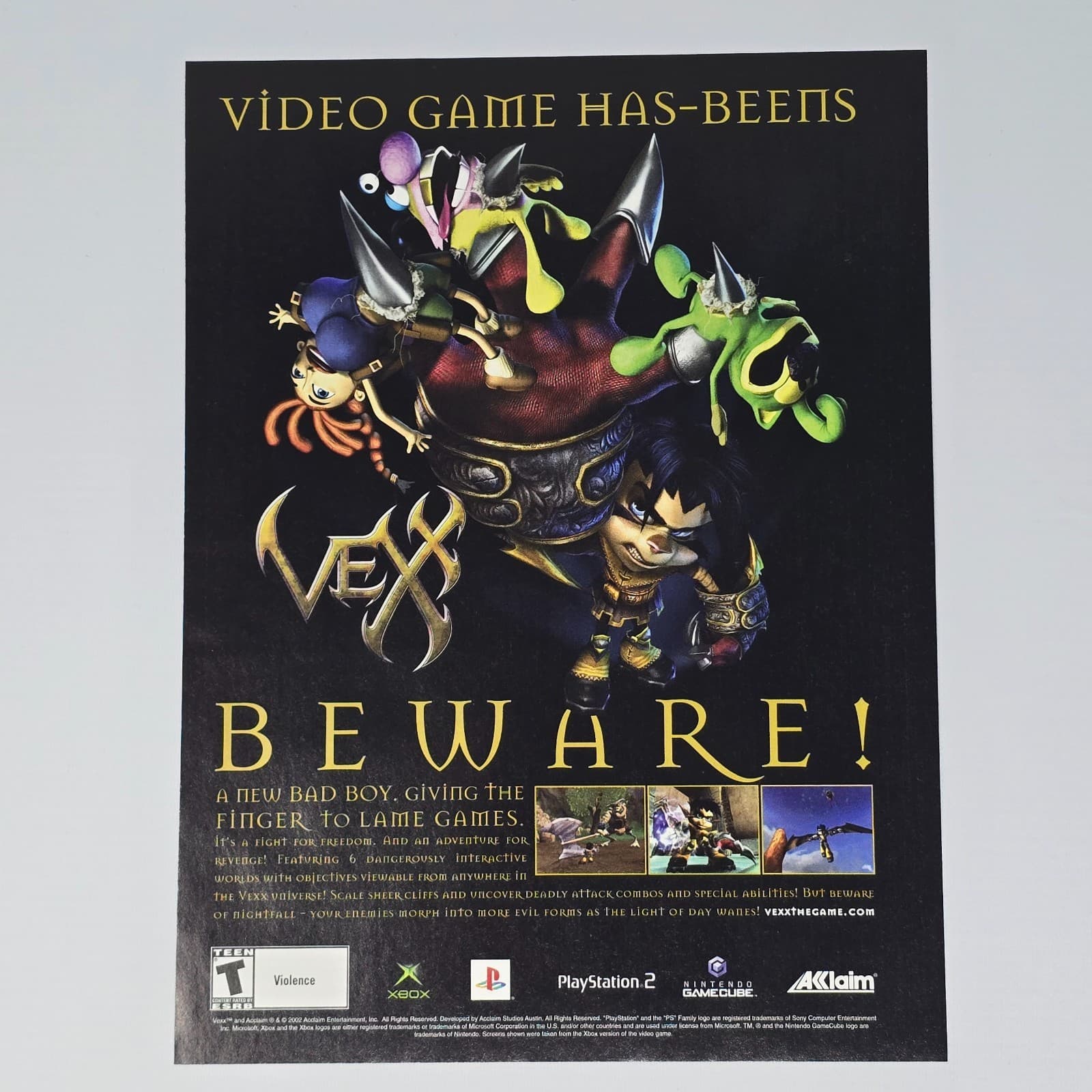 Vexx Xbox PlayStation 2 PS2 Nintendo GameCube Beware Print Ad/Poster