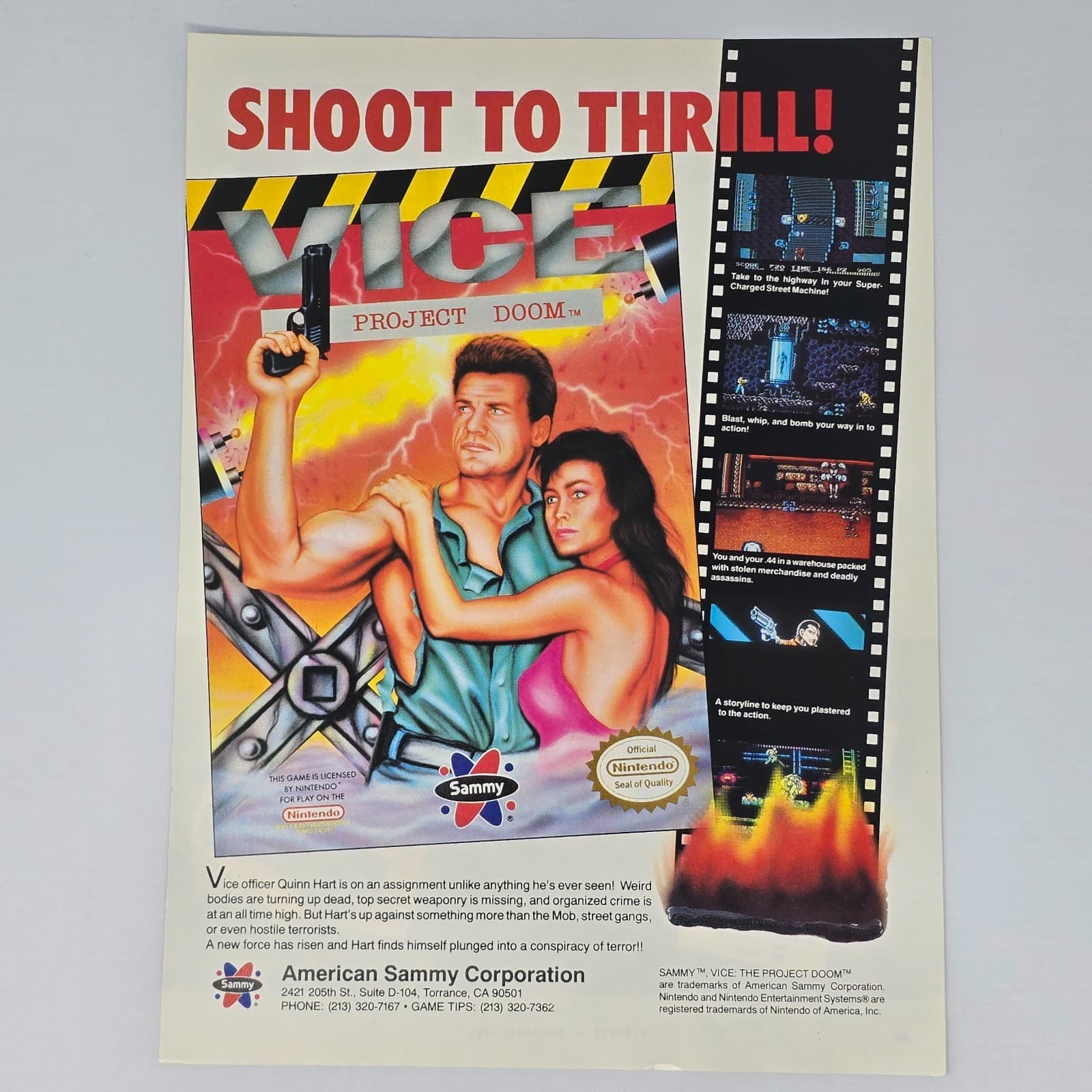 Vice Project Doom Nintendo NES Shoot Print Ad/Poster