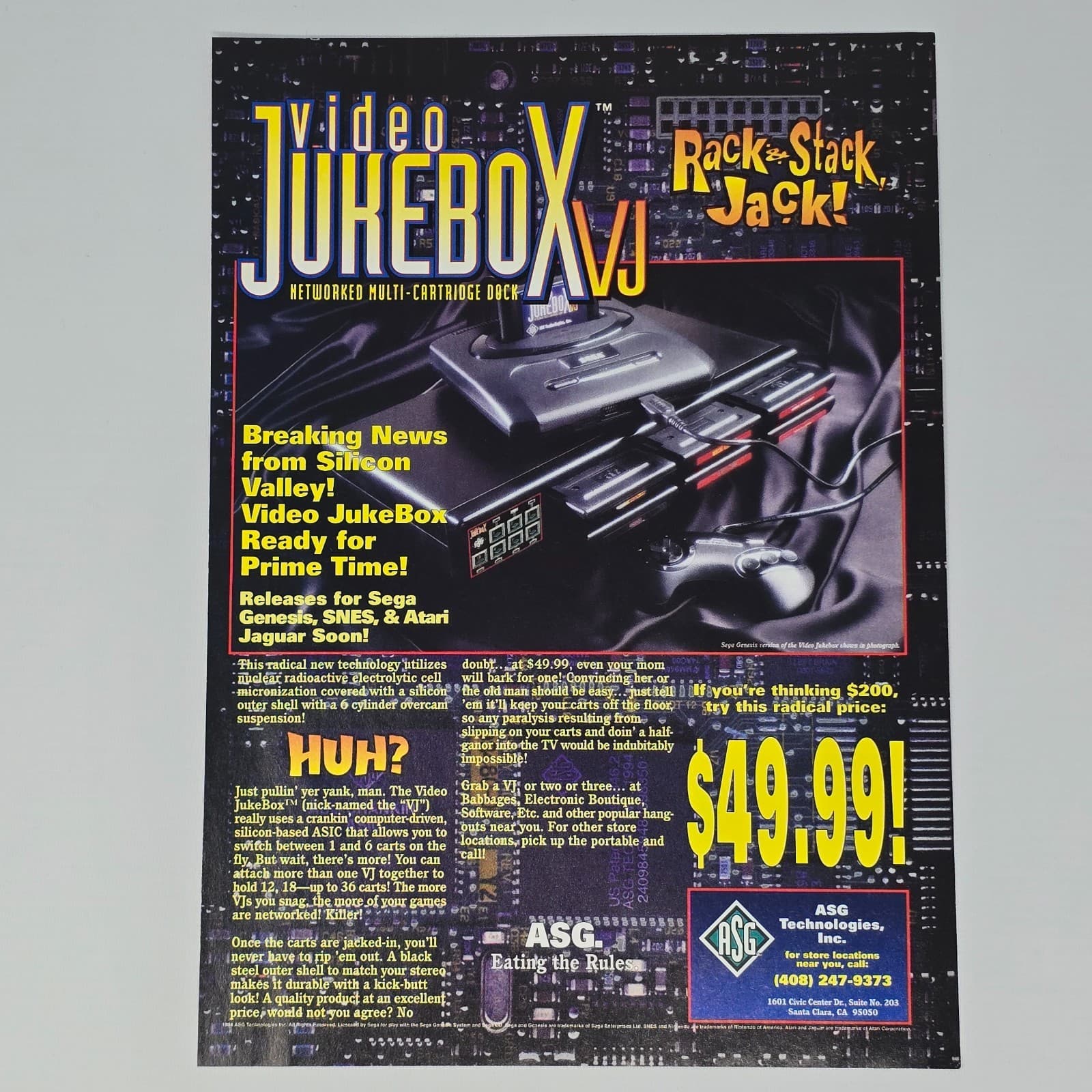 Video Jukebox VJ Sega Genesis Rack Print Ad/Poster