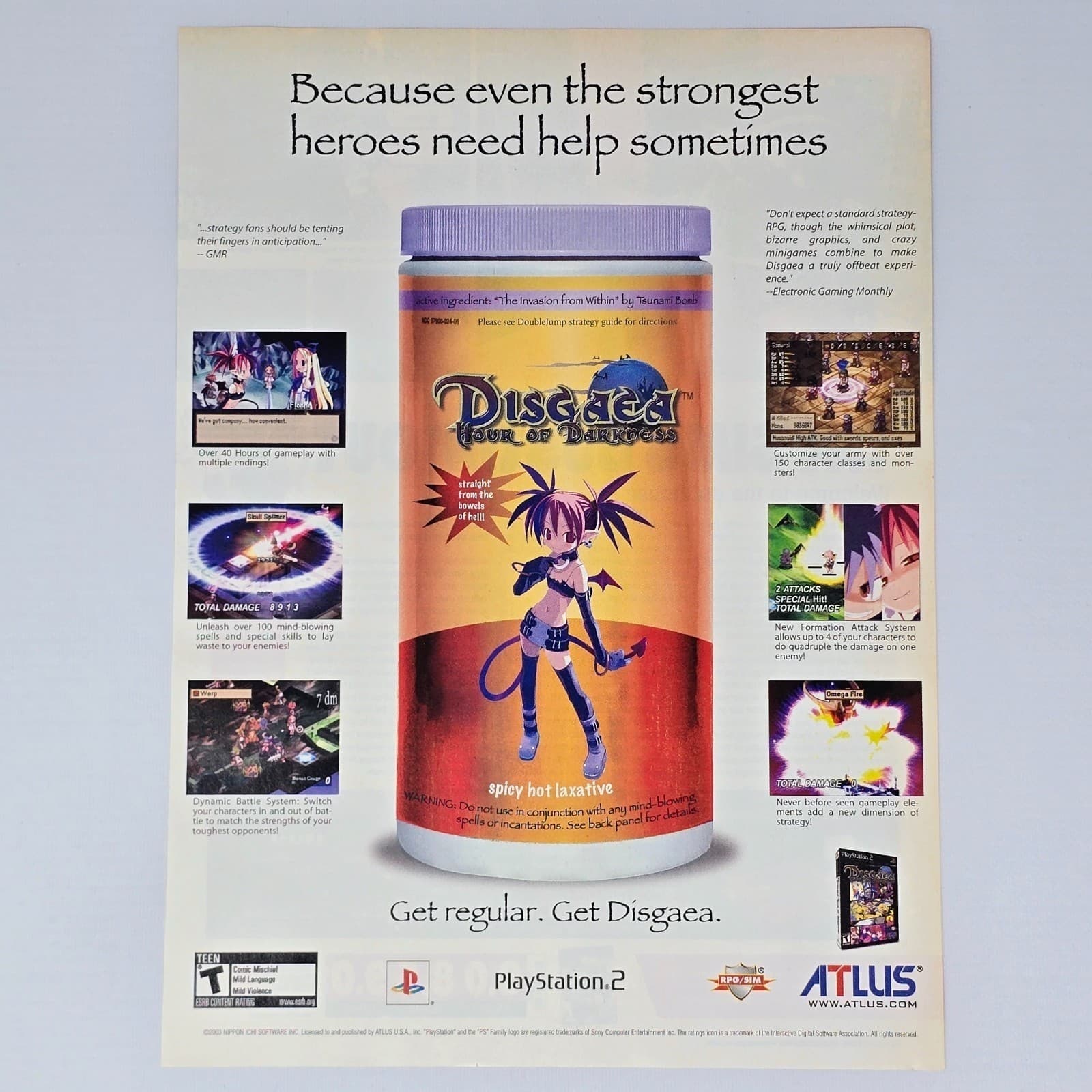 Disgaea Hour Of Darkness PlayStation 2 PS2 Authentic Magazine Ad