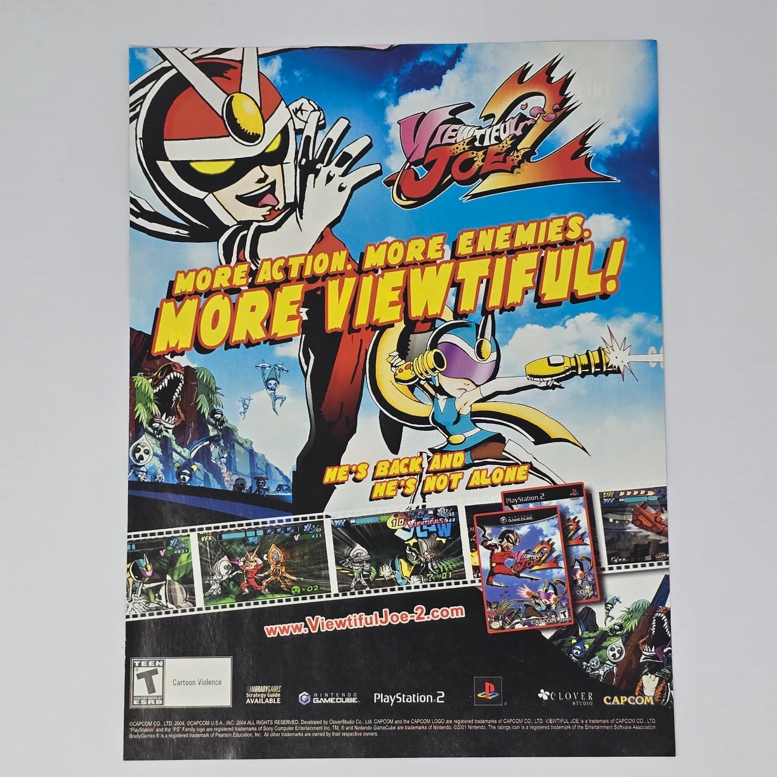 Viewtiful Joe 2 Nintendo GameCube PlayStation 2 PS2 Enemies Print Ad/Poster