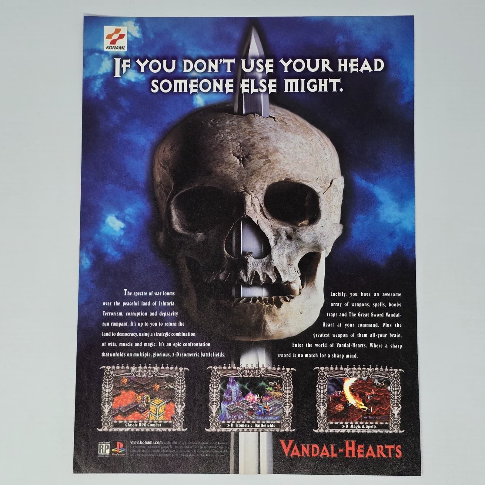 Vandal-Hearts Playstation PS1 Head Print Ad/Poster