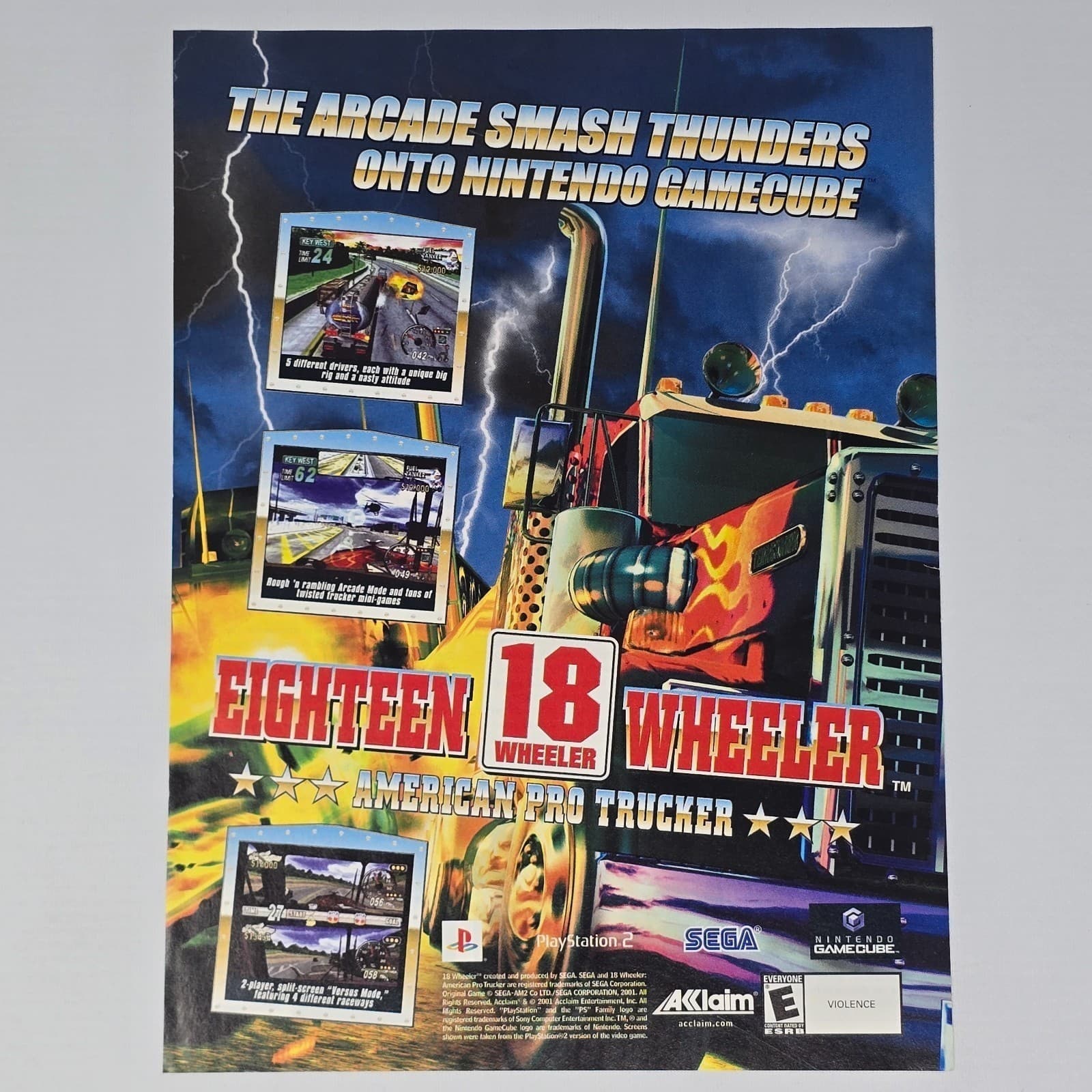 Eighteen Wheeler PlayStation 2 PS2 GameCube Authentic Magazine Ad