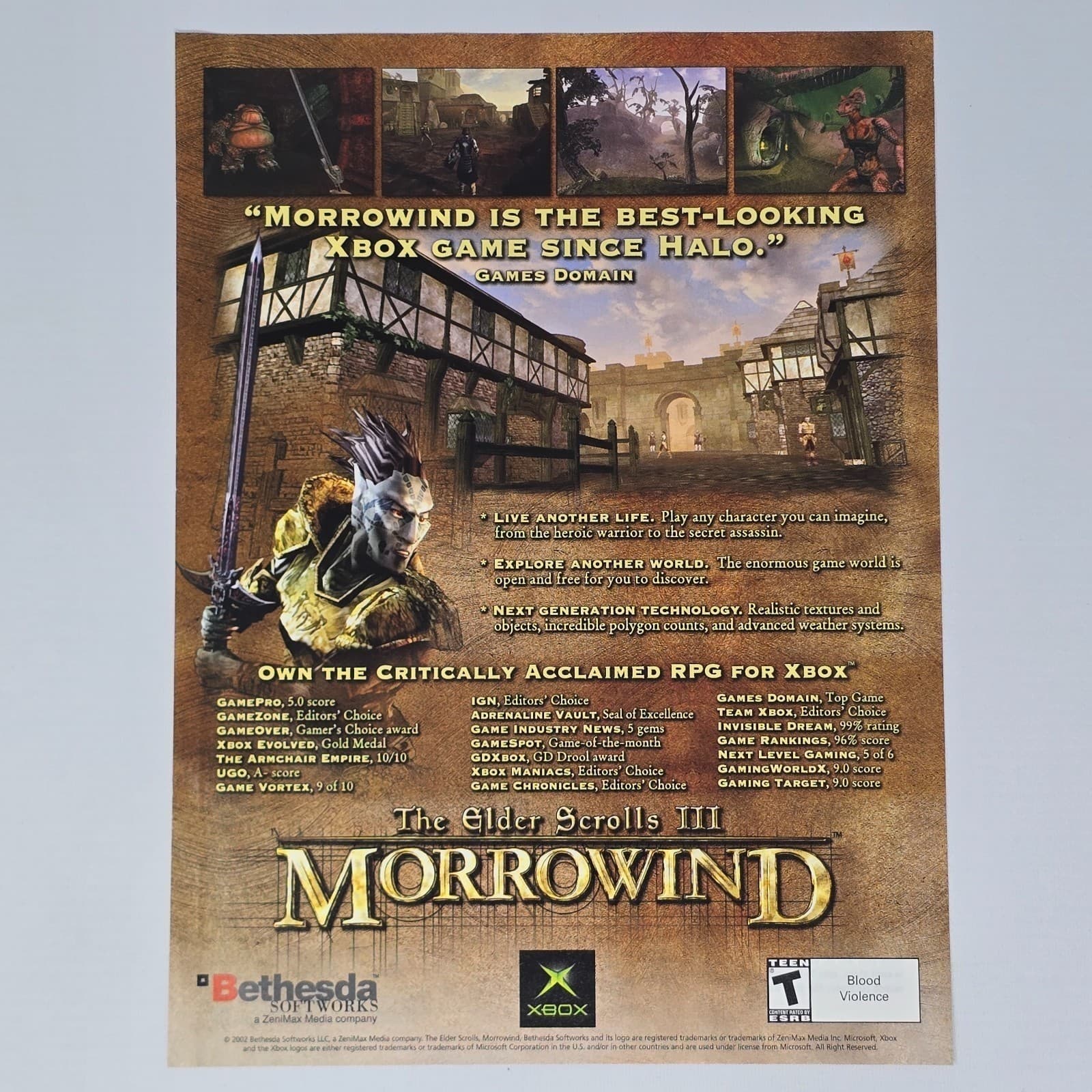 Elder Scrolls III 3 Morrowind Xbox Authentic Magazine Ad