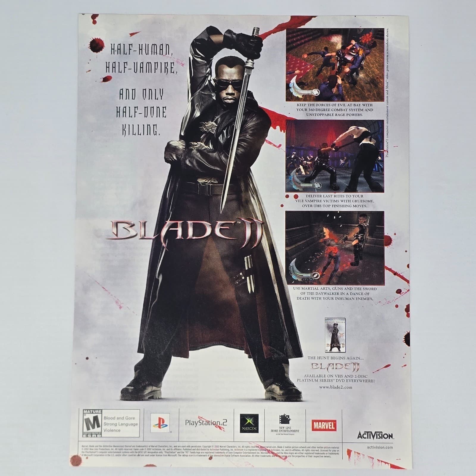Blade 2 Xbox PlayStation 2 PS2 Authentic Magazine Ad