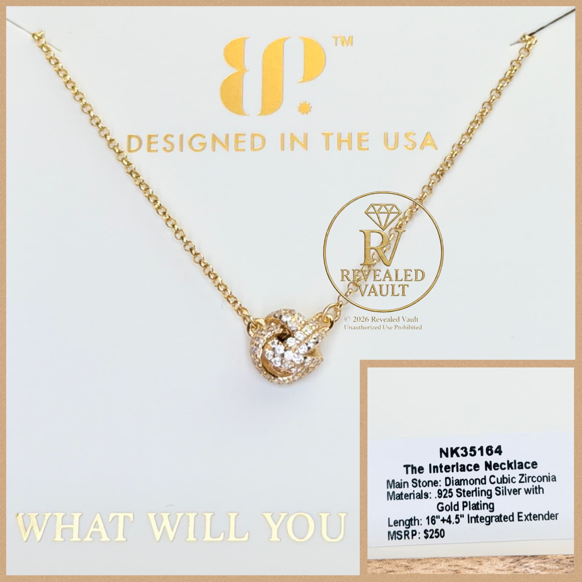 Bomb Party The Interlace Necklace Sterling Club Vermeil