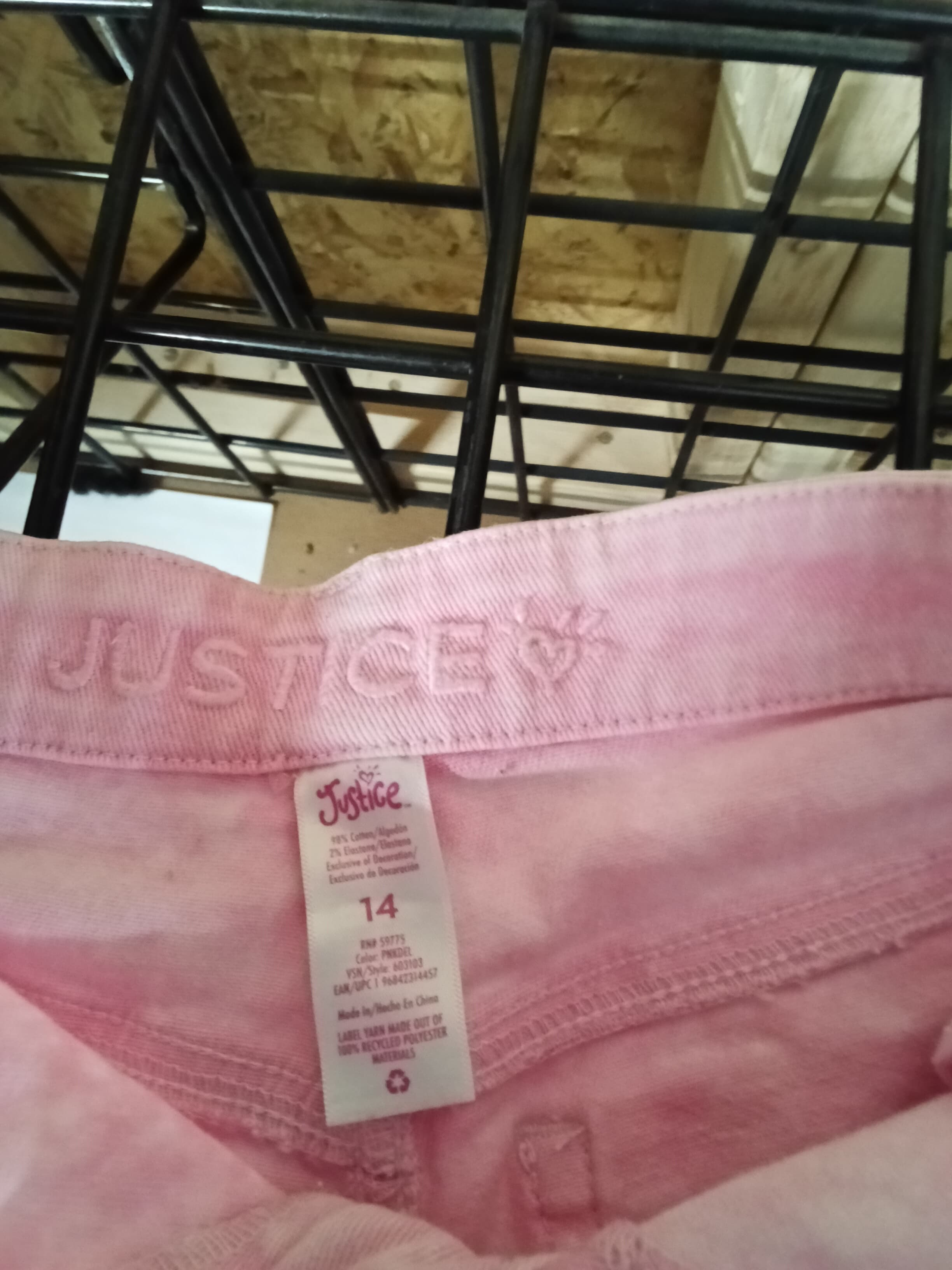 Justice Girls Pink Distressed Denim Shorts Size 14 - Thumbnail 2