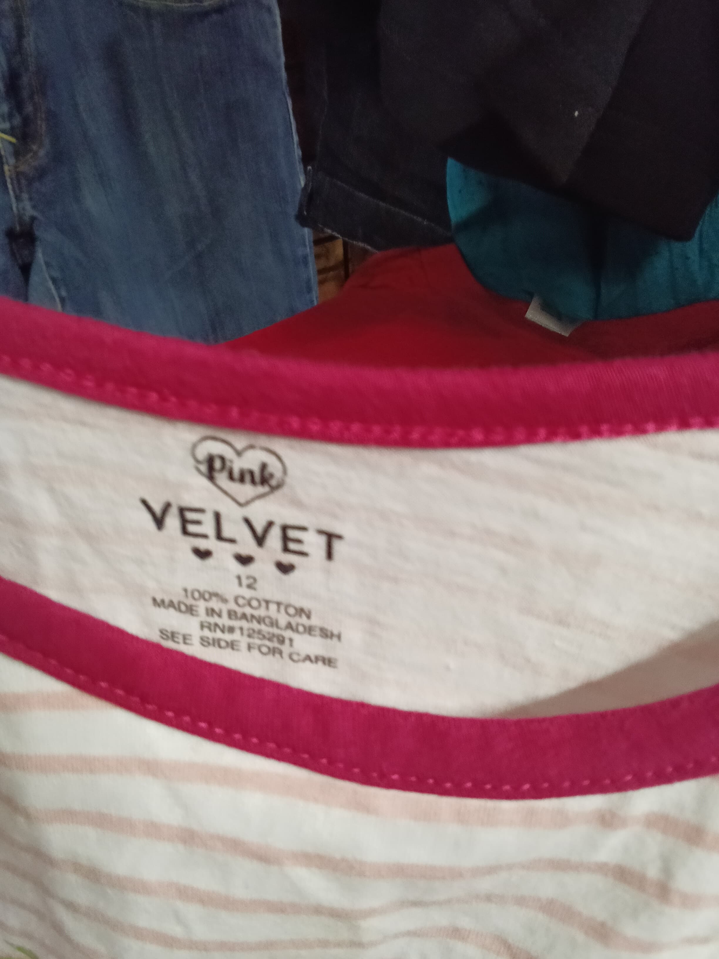 Pink Velvet Girls' Striped T-Shirt Size 12 - Thumbnail 3