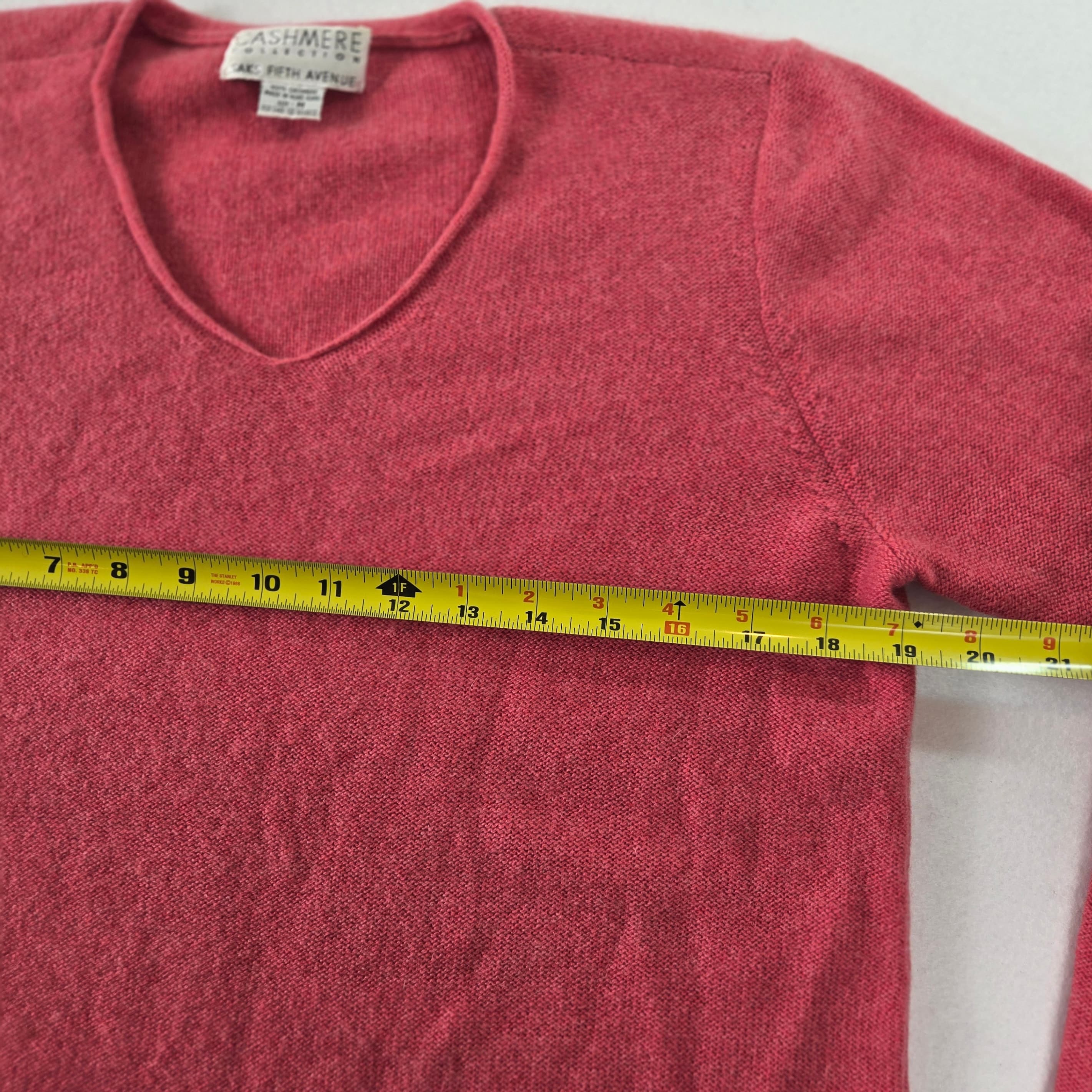 Saks Fifth Avenue Red V-Neck  100% Cashmere Sweater Size M - Thumbnail 10