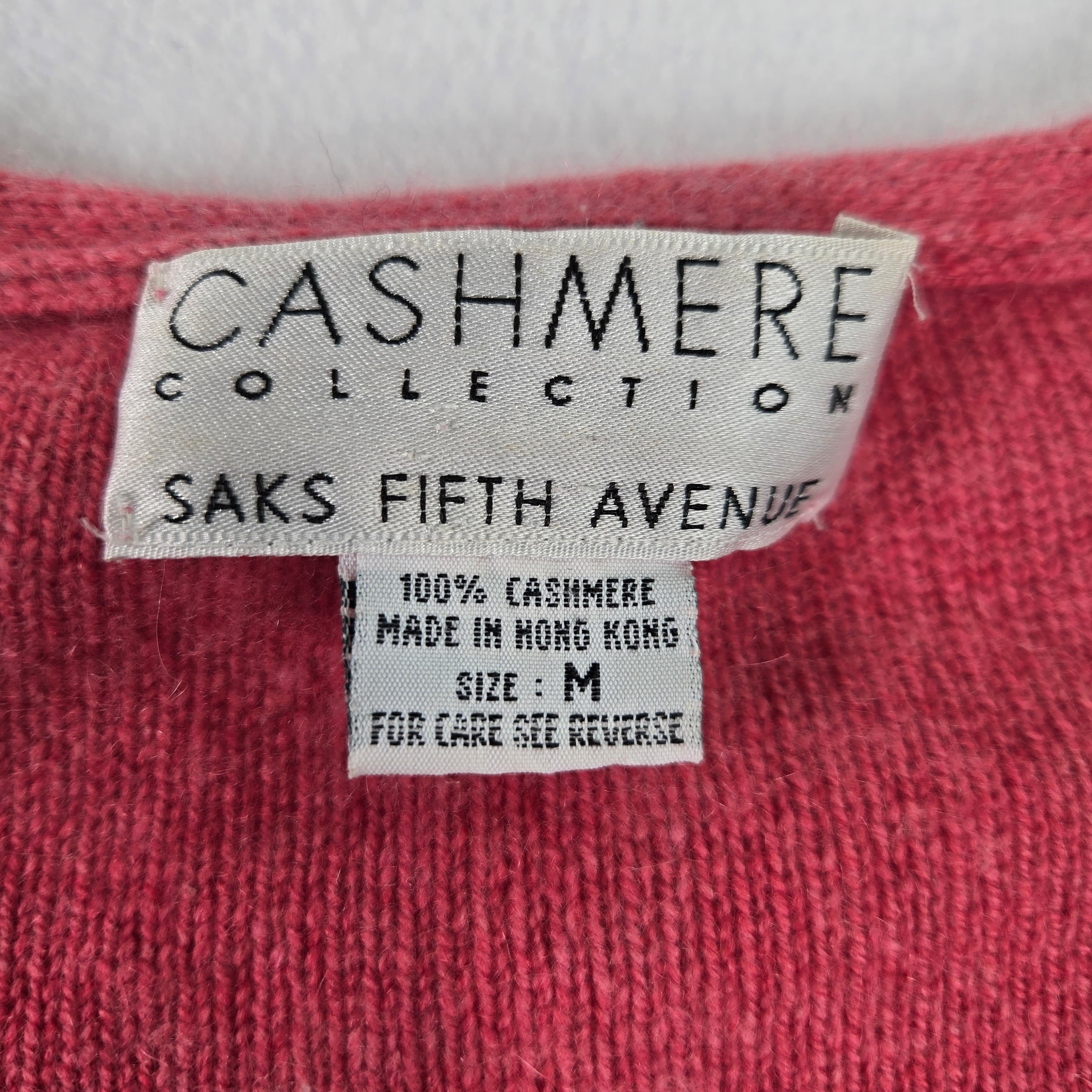 Saks Fifth Avenue Red V-Neck  100% Cashmere Sweater Size M - Thumbnail 11