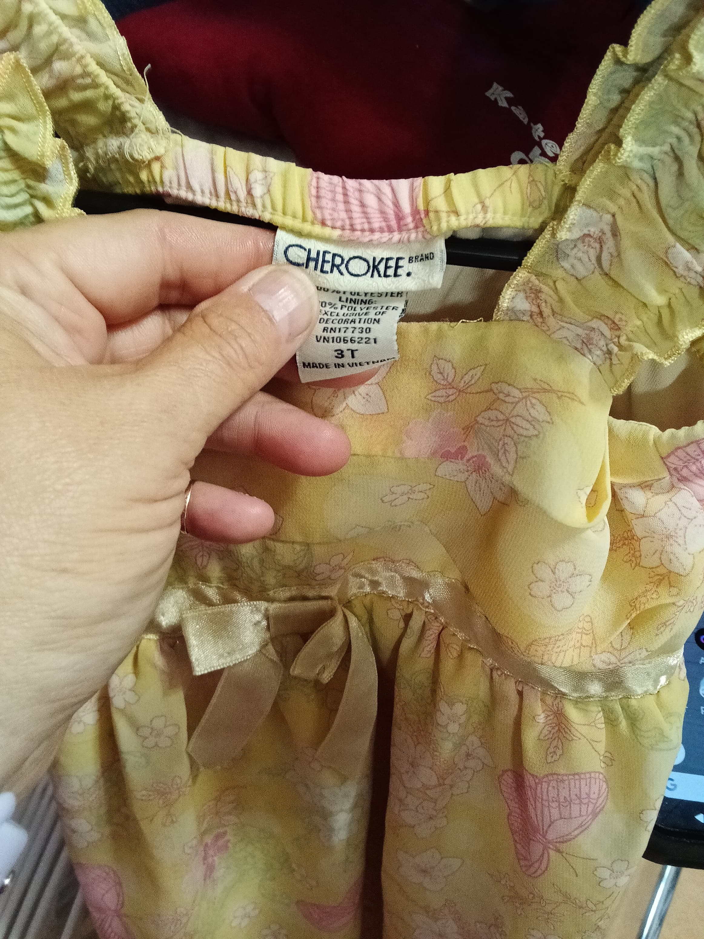 Cherokee Girls' Yellow Floral Dress Size 3 - Thumbnail 3
