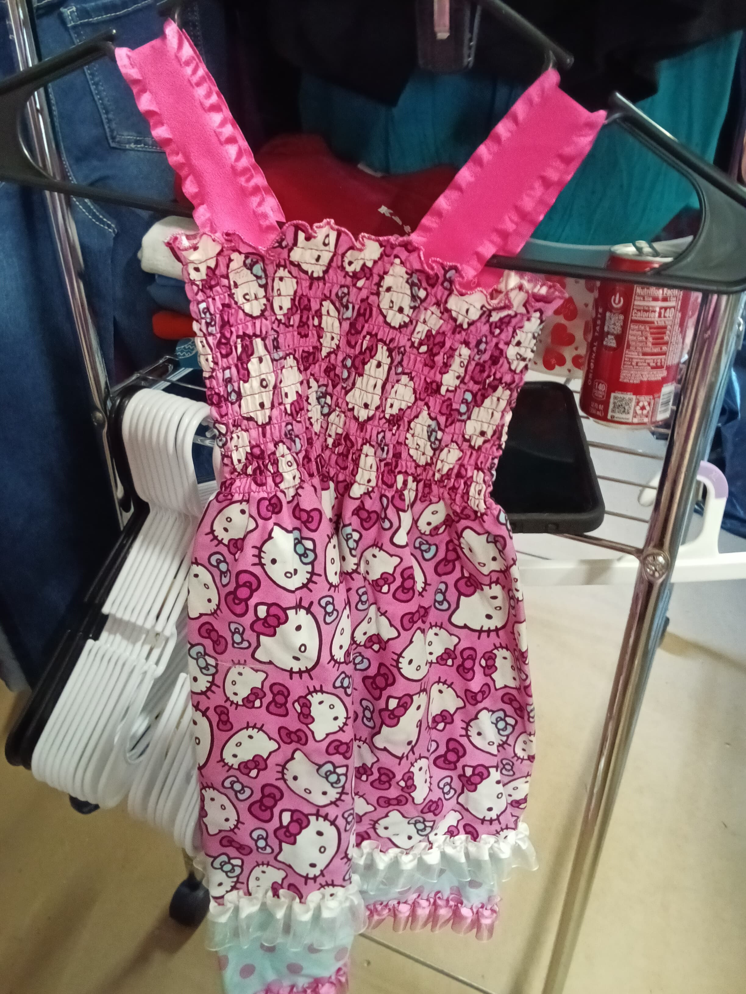 Handmade Hello Kitty Kids Dress Pink Ruffle - Thumbnail 2