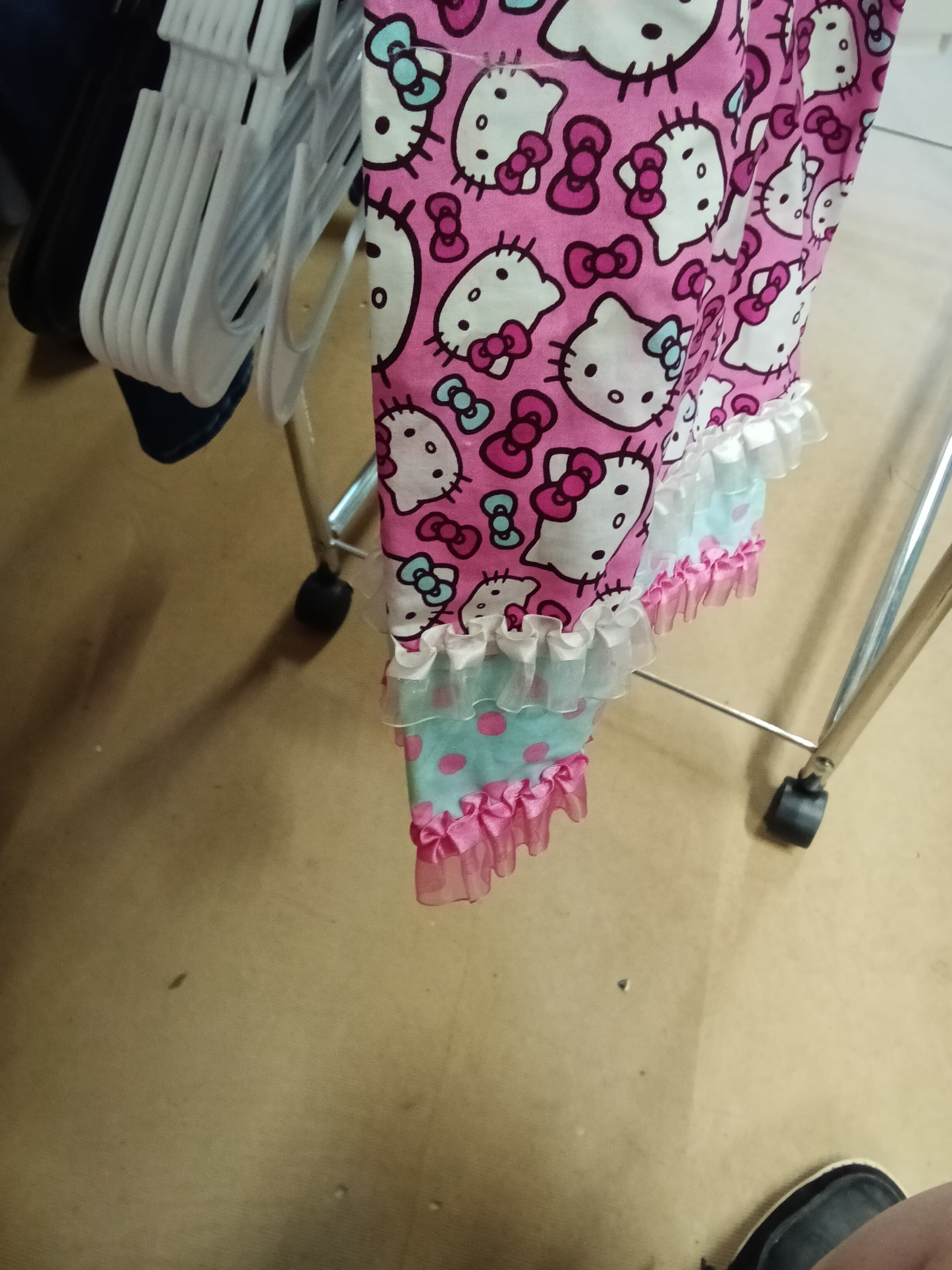 Handmade Hello Kitty Kids Dress Pink Ruffle - Thumbnail 3