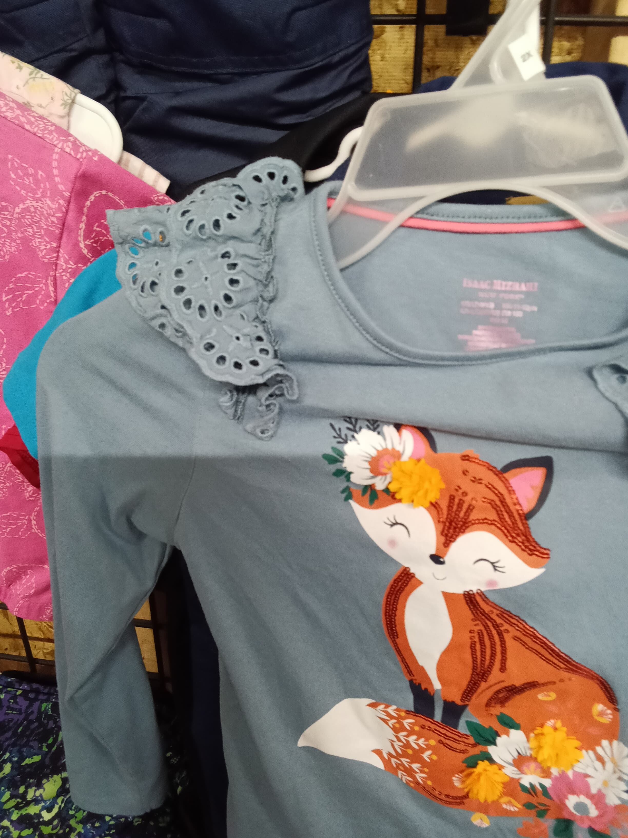 Isaac Mizrahi Girls' Fox Graphic Long Sleeve Top Size 10/12 - Thumbnail 2