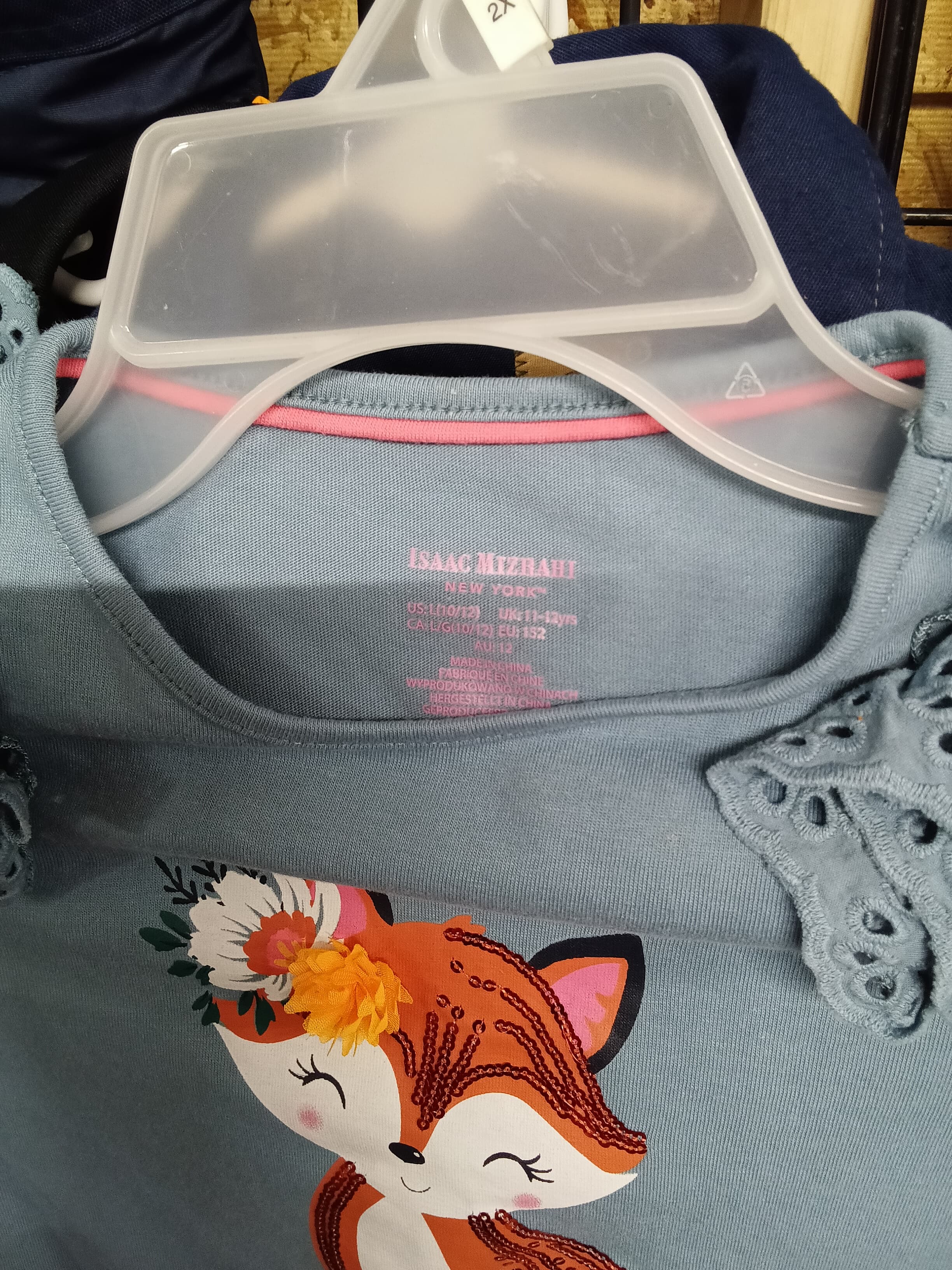 Isaac Mizrahi Girls' Fox Graphic Long Sleeve Top Size 10/12 - Thumbnail 3
