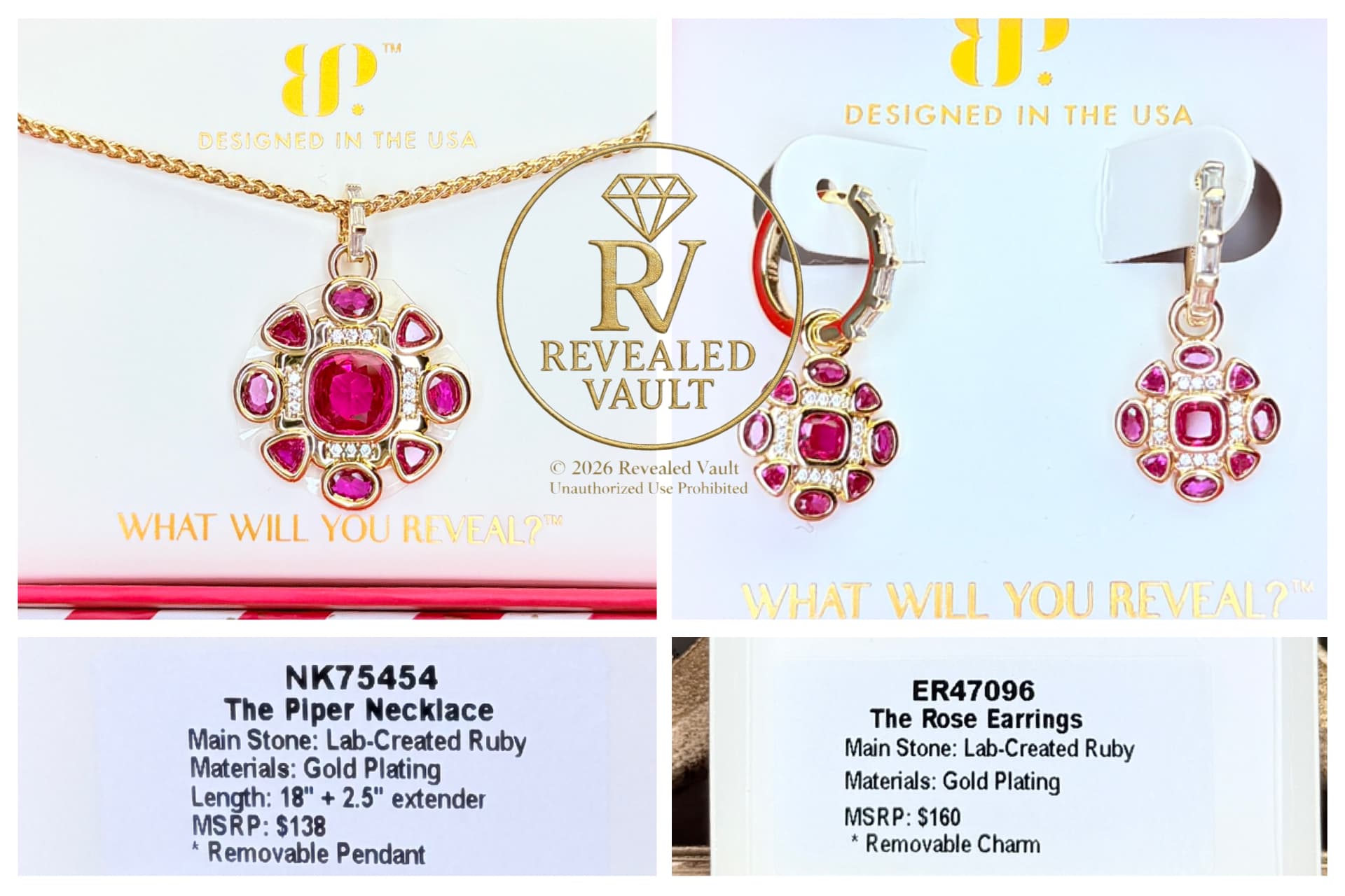 Bomb Party The Piper Necklace & The Rose Earrings Set