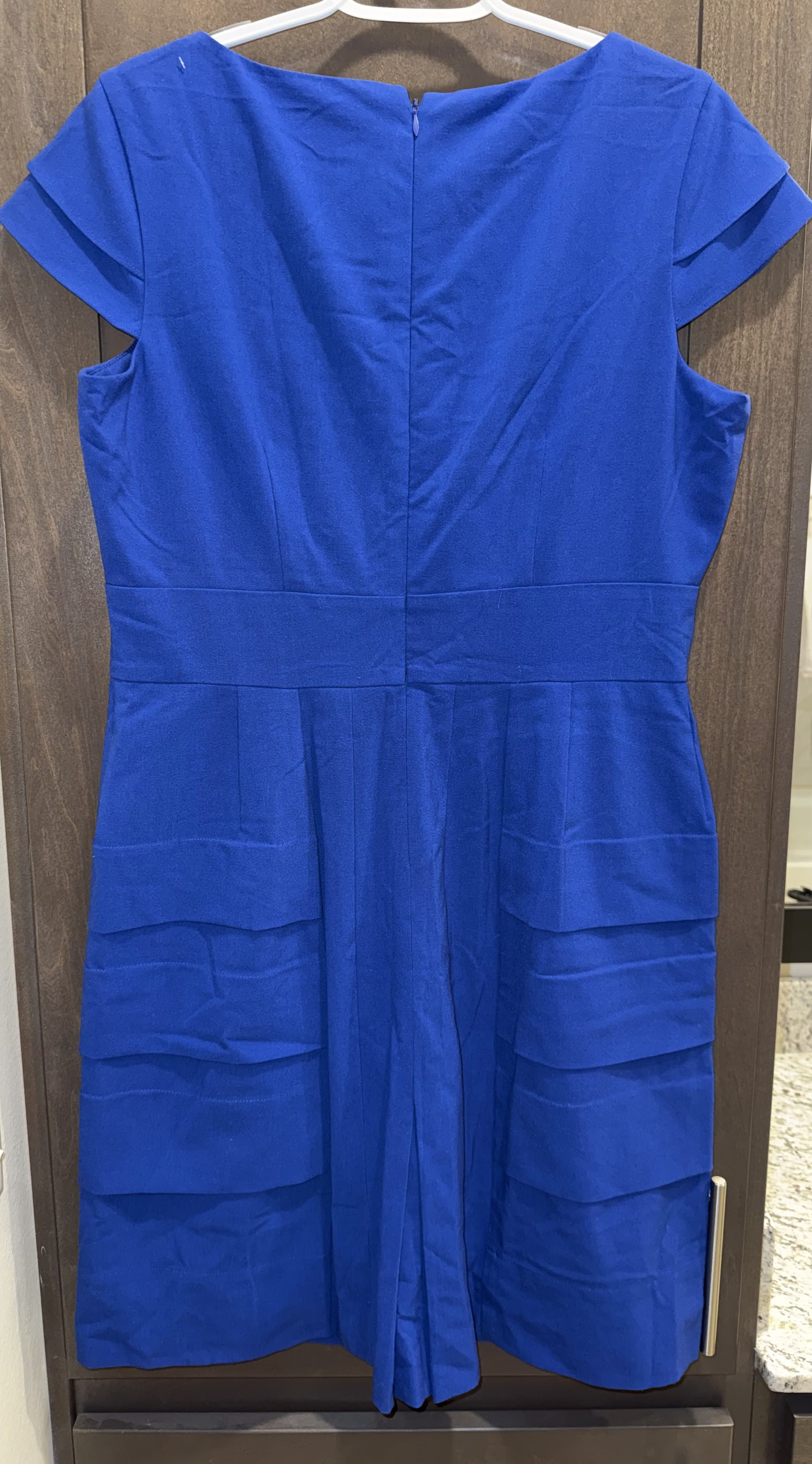 Tahari Blue Cap Sleeve Sheath Dress - Thumbnail 2