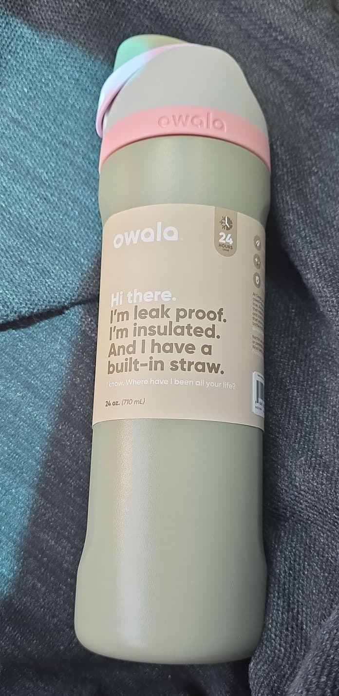 Owala freesip 24 Oz stainless steel "grow with the flow"