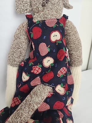 Vintage 1998 Sock Monkey second smile on butt Apple apron Hat 24" - Thumbnail 8