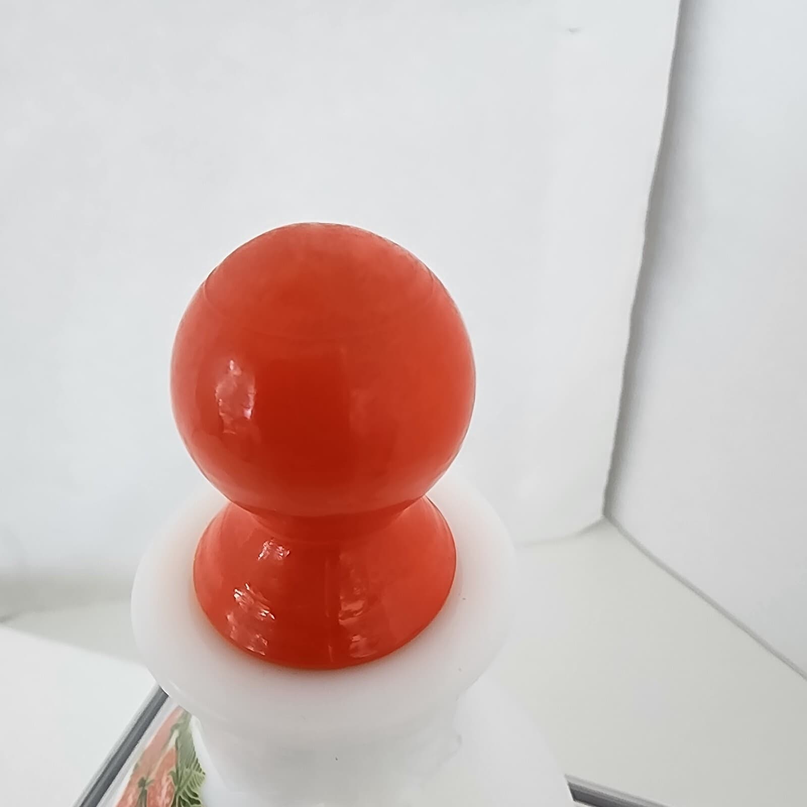 Retro White Milk Glass Strawberry Oil Vinegar Vintage Small Cruets 5.5" w/cork - Thumbnail 7