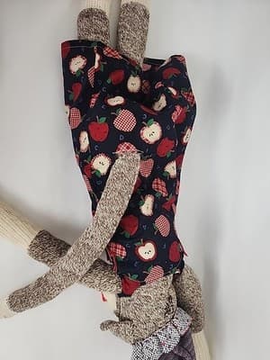 Vintage 1998 Sock Monkey second smile on butt Apple apron Hat 24" - Thumbnail 15