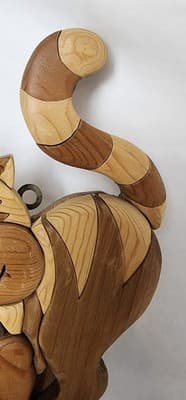 Wooden Cat Push Pin Wall Decor 2005 Vintage Signed JL - Thumbnail 11