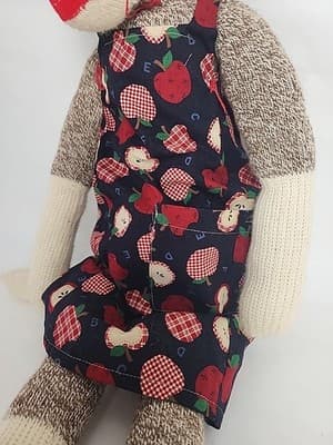 Vintage 1998 Sock Monkey second smile on butt Apple apron Hat 24" - Thumbnail 4