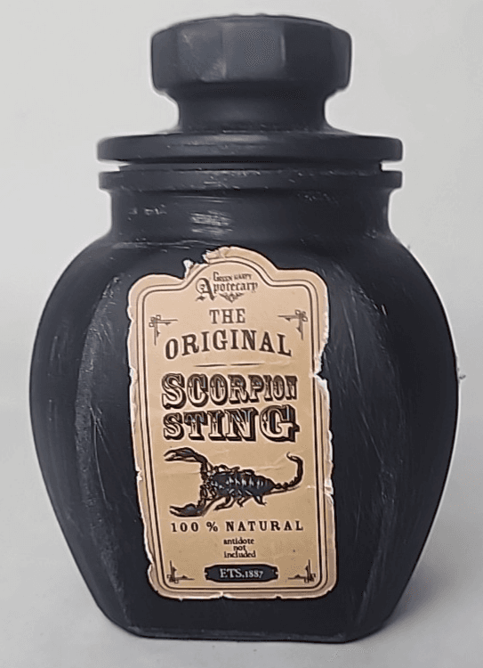 Scorpion Sting Apothecary Jar Handcrafted Black Aged Style Label - Thumbnail 2