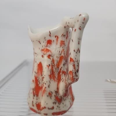 Vintage Orange Spongeware Mini Pitcher Creamer Marked "VT" 3.5” Cottagecore - Thumbnail 6