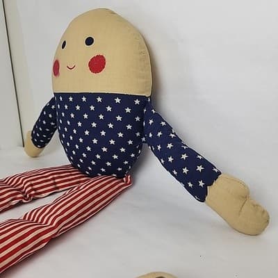Handmade Plush Sitter Doll American Patriotic Humpty Dumpty 24" & Mini Vintage - Thumbnail 4