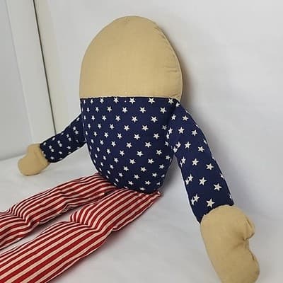 Handmade Plush Sitter Doll American Patriotic Humpty Dumpty 24" & Mini Vintage - Thumbnail 10